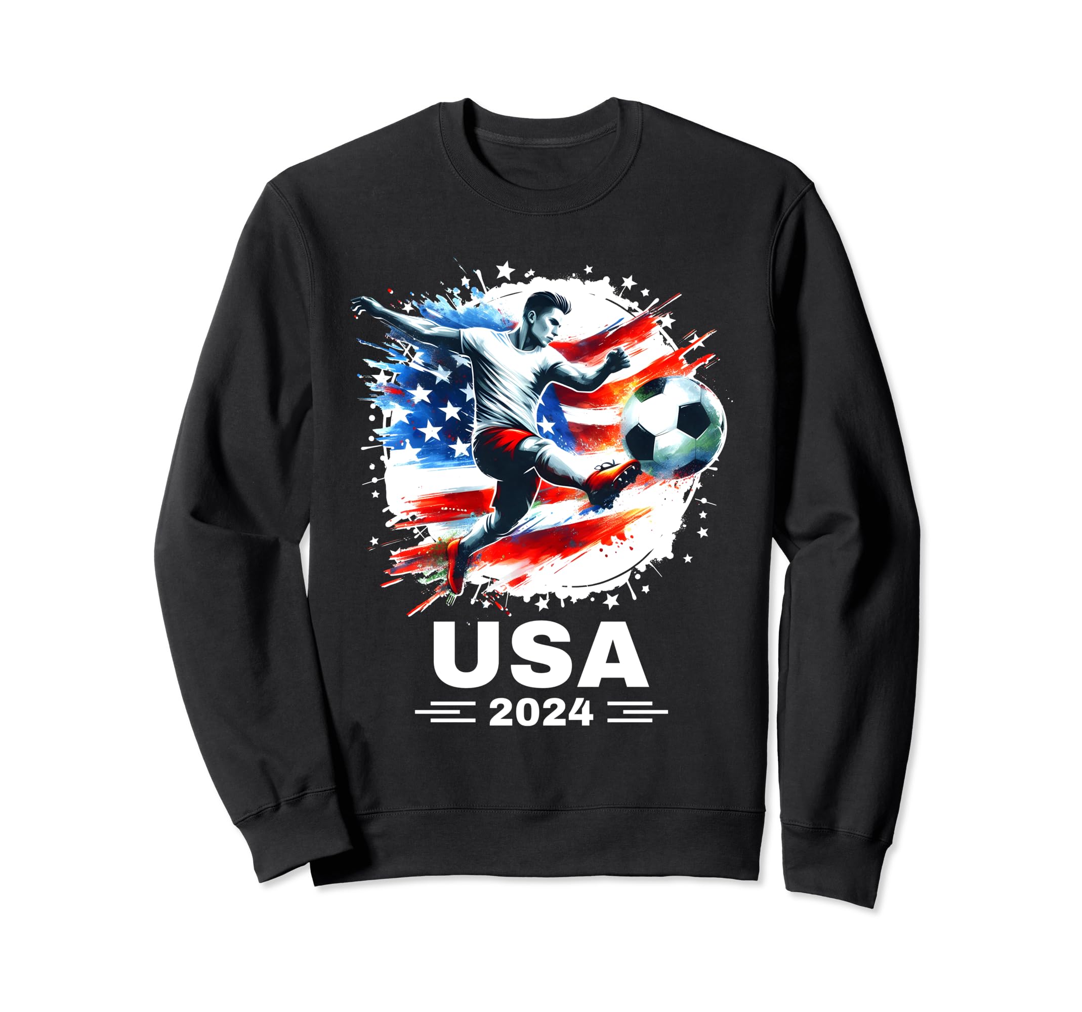 American Flag Soccer Soccer 2024 Sweatshirt - Custom Art Print for Adults - T-Shirt, Sweatshirt, Hoodie