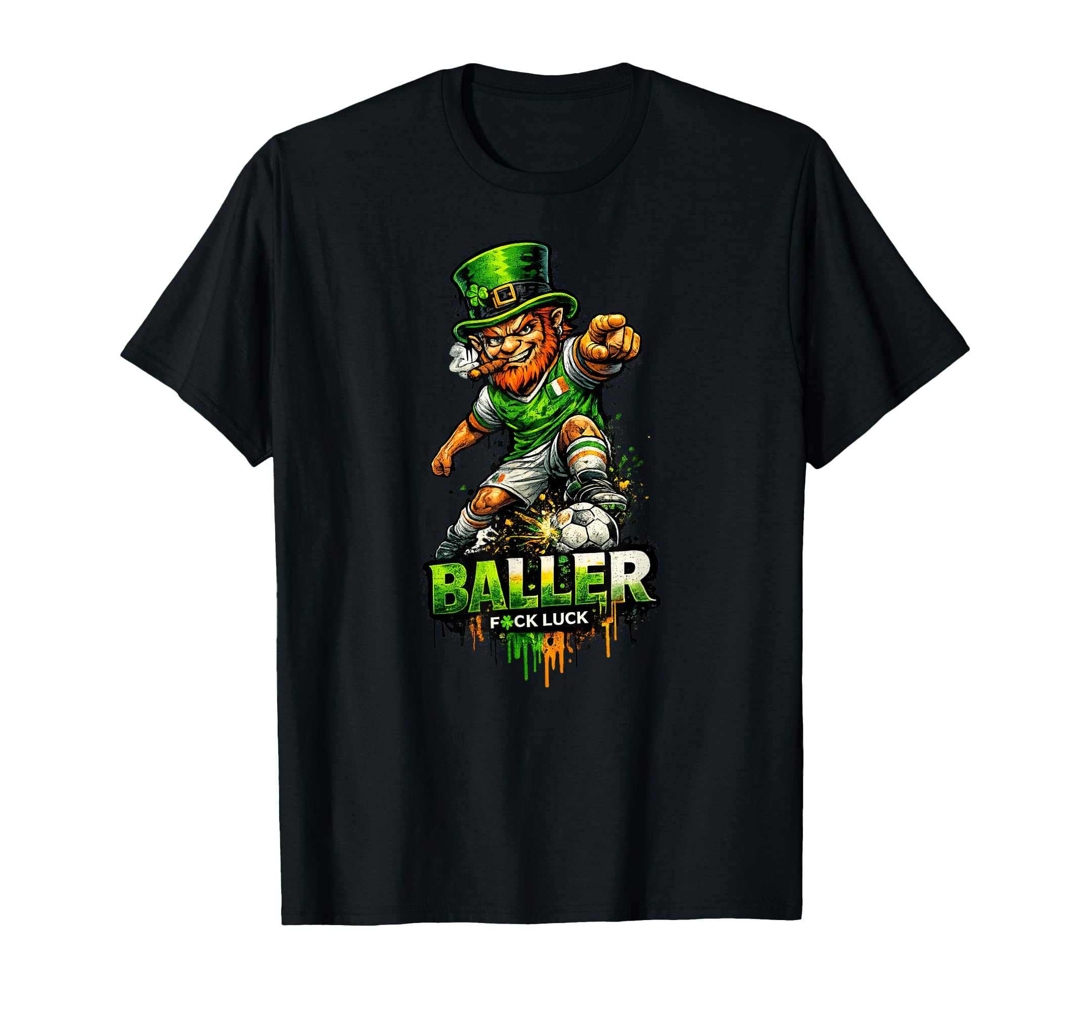 Soccer Leprechaun St Patricks Irish T-Shirt - Custom Art Print Men Women - T-Shirt, Sweatshirt, Hoodie
