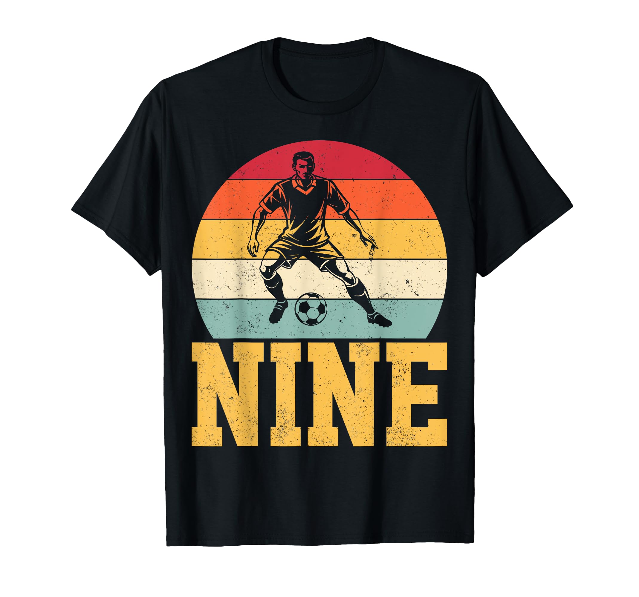 Nine Birthday 9 Years Old Soccer T-Shirt - Minimalist Print Men Women - T-Shirt, Sweatshirt, Hoodie