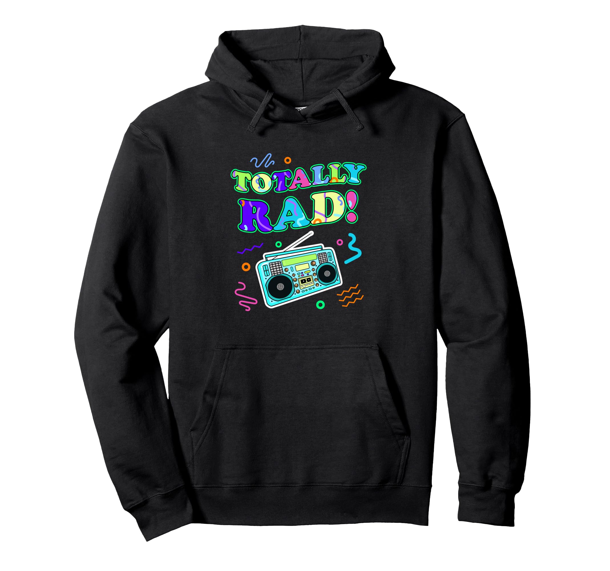 Totally Rad 80S Eighties Music Hoodie - Fun Novelty Design for Adults - T-Shirt, Sweatshirt, Hoodie