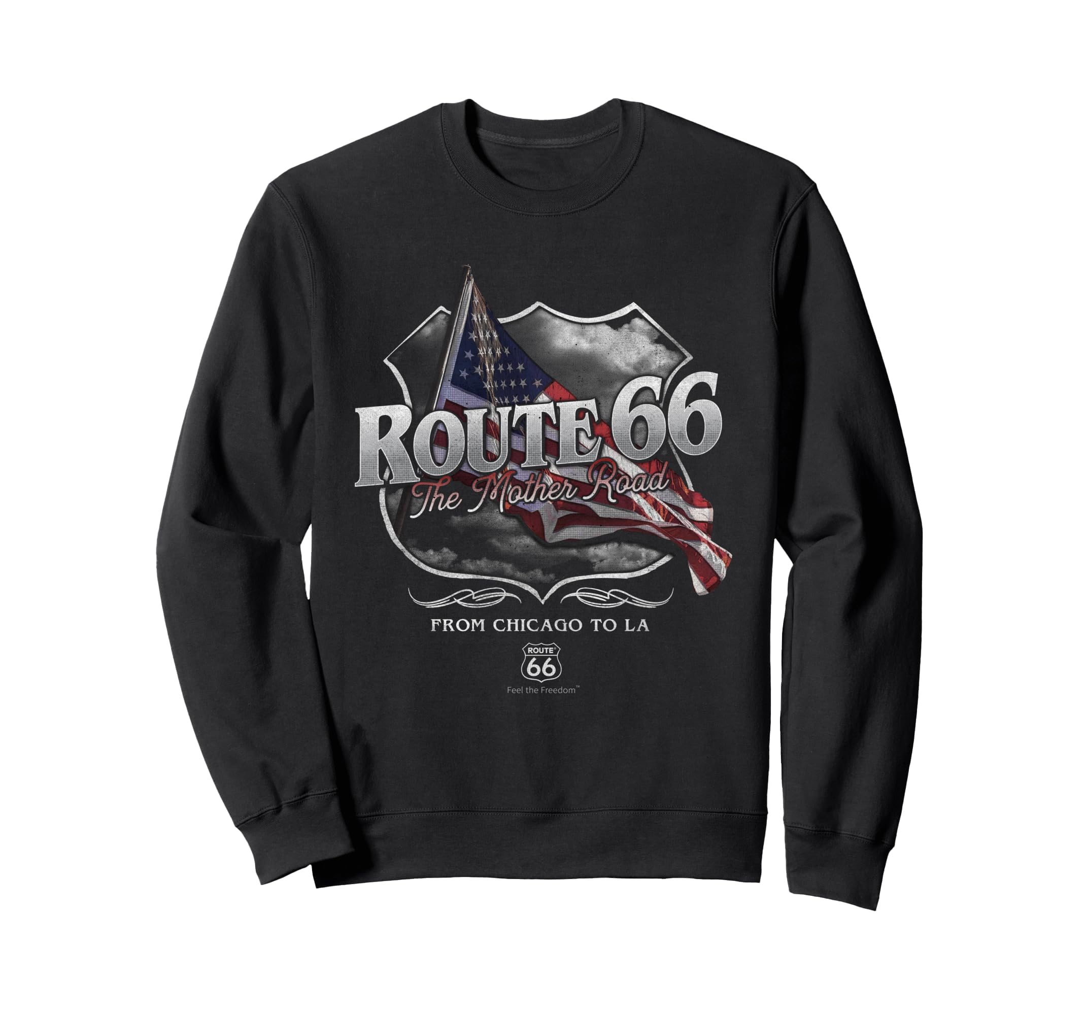 Route 66 Mother Road American Flag Sweatshirt - Custom Art Print for Adults - T-Shirt, Sweatshirt, Hoodie
