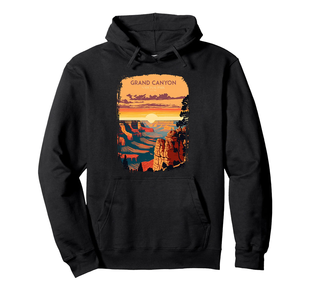 Grand Canyon National Park Sunset Hiking Hoodie - Graphic Print Men Women - T-Shirt, Sweatshirt, Hoodie