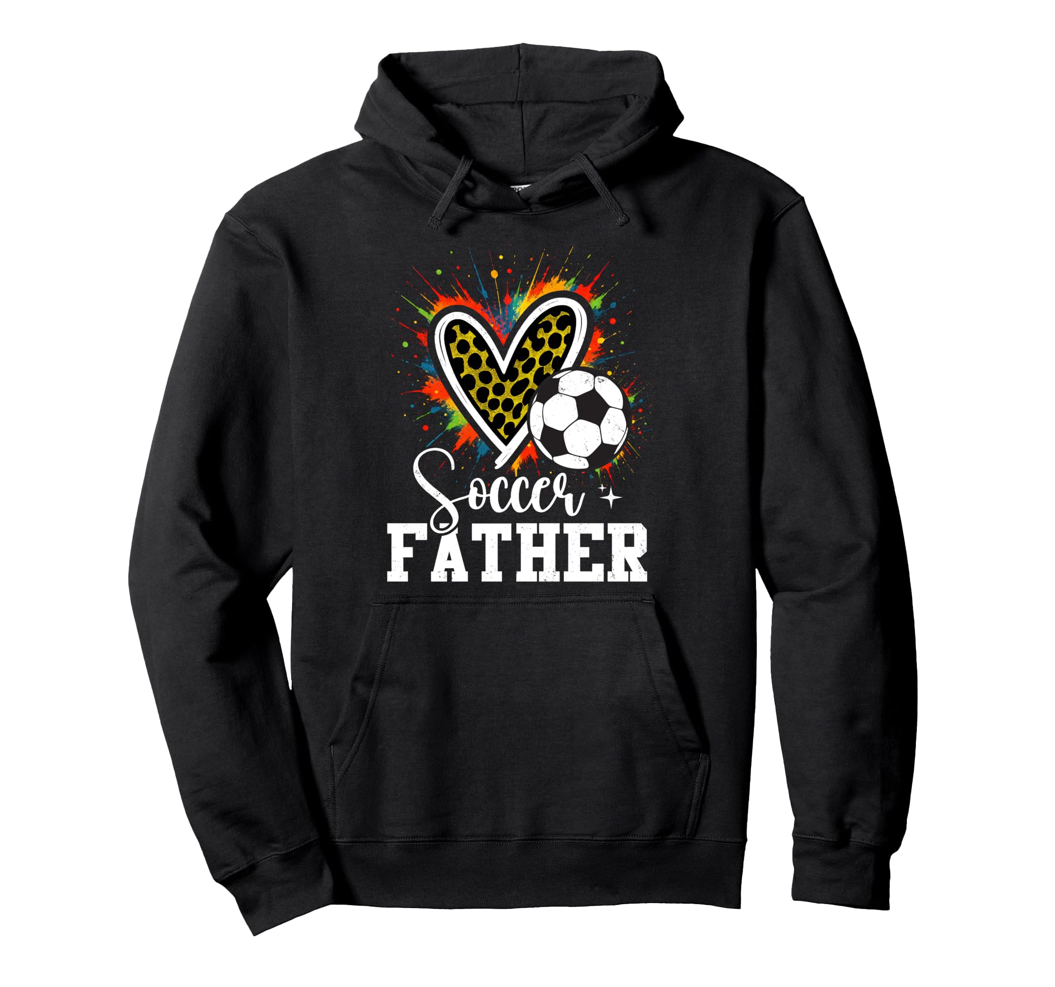 Soccer Father Leopard Heart Colorful Hoodie - Graphic Print Men Women - T-Shirt, Sweatshirt, Hoodie