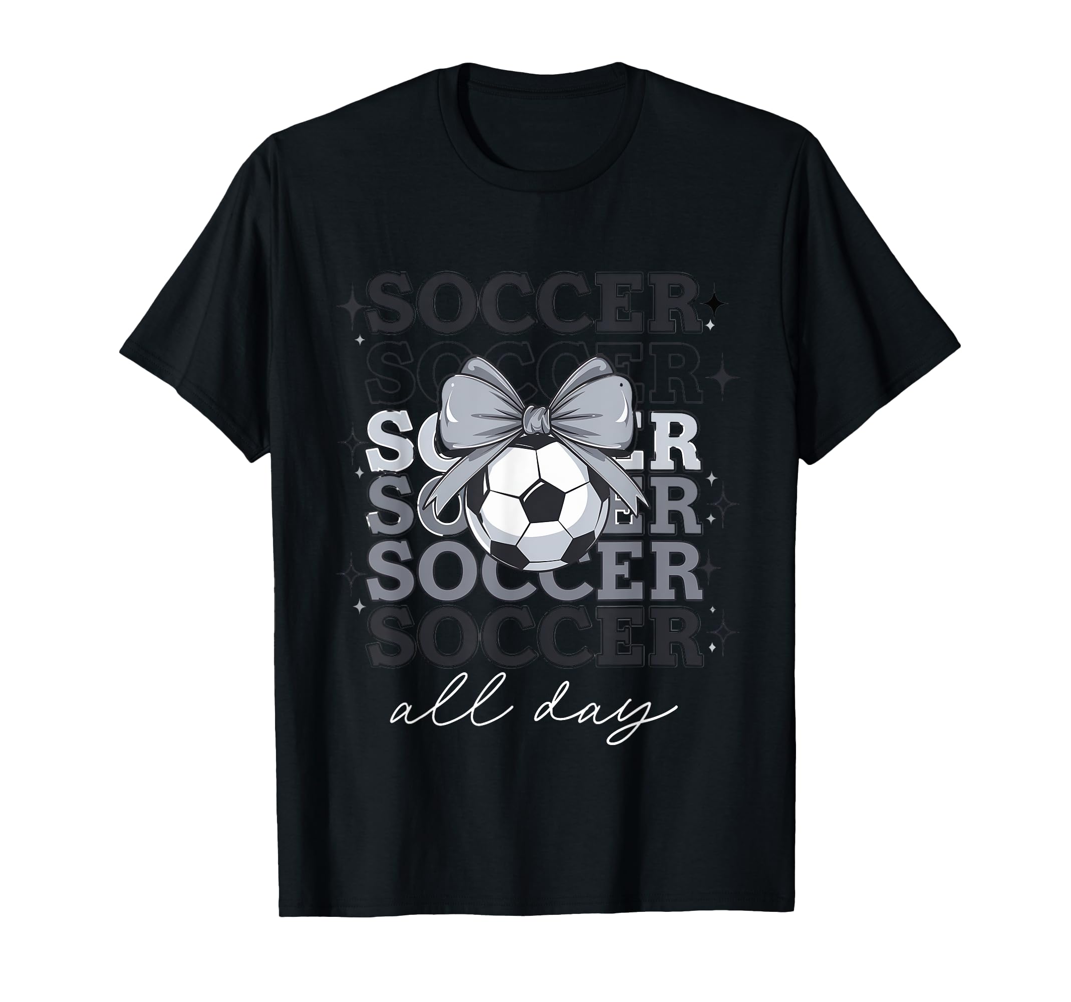 Groovy Soccer Coquette Bow Soccer All Day T-Shirt - Unique Graphic Unisex - T-Shirt, Sweatshirt, Hoodie
