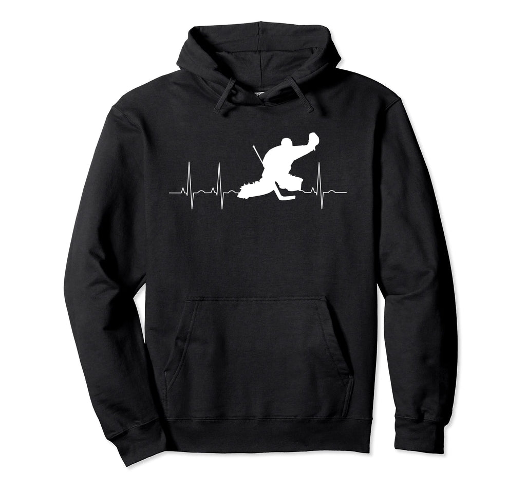 Funny Ice Hockey Goalkeeper Heartbeat Hoodie - Graphic Print Men Women - T-Shirt, Sweatshirt, Hoodie