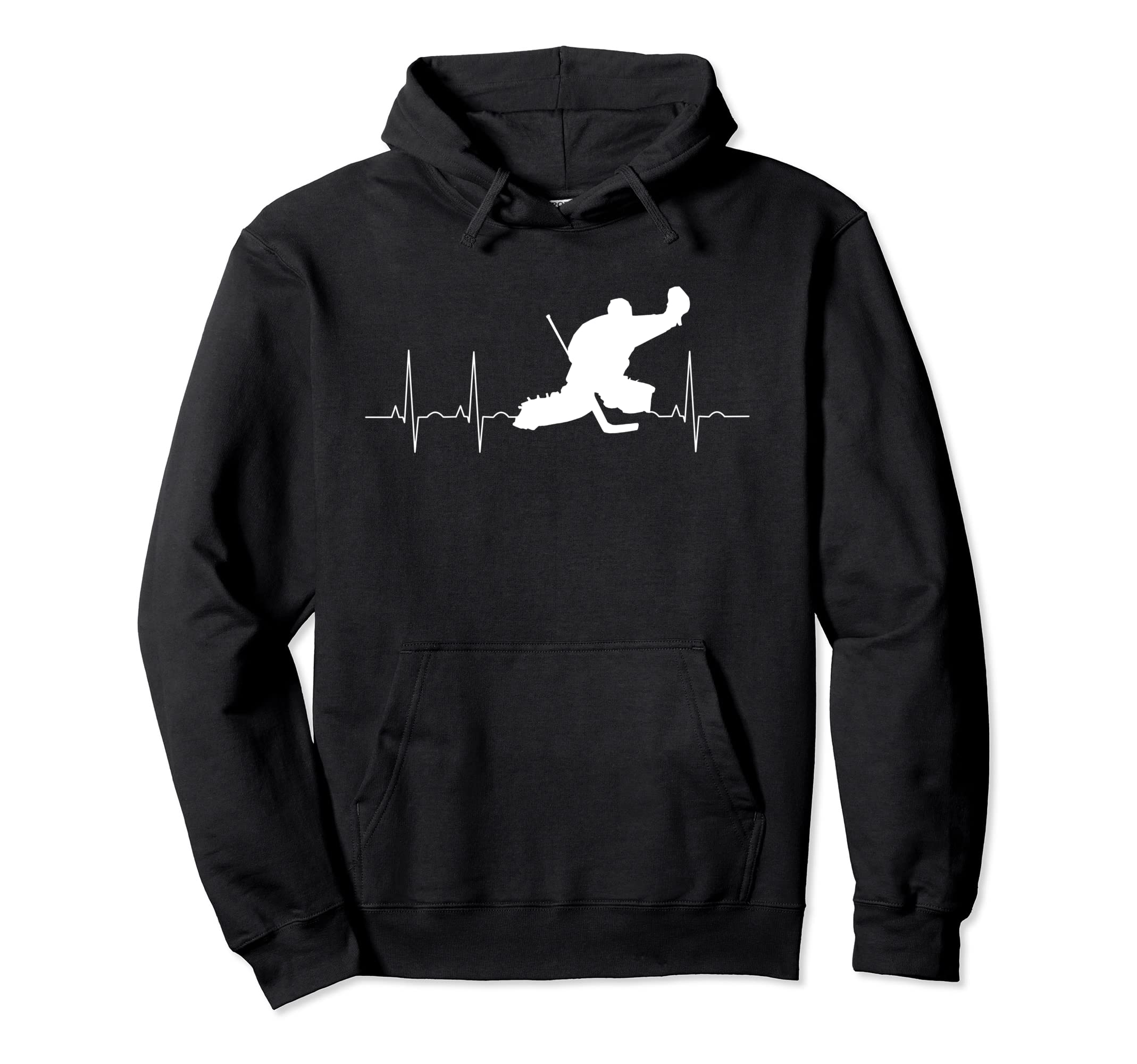 Funny Ice Hockey Goalkeeper Heartbeat Hoodie - Graphic Print Men Women - T-Shirt, Sweatshirt, Hoodie