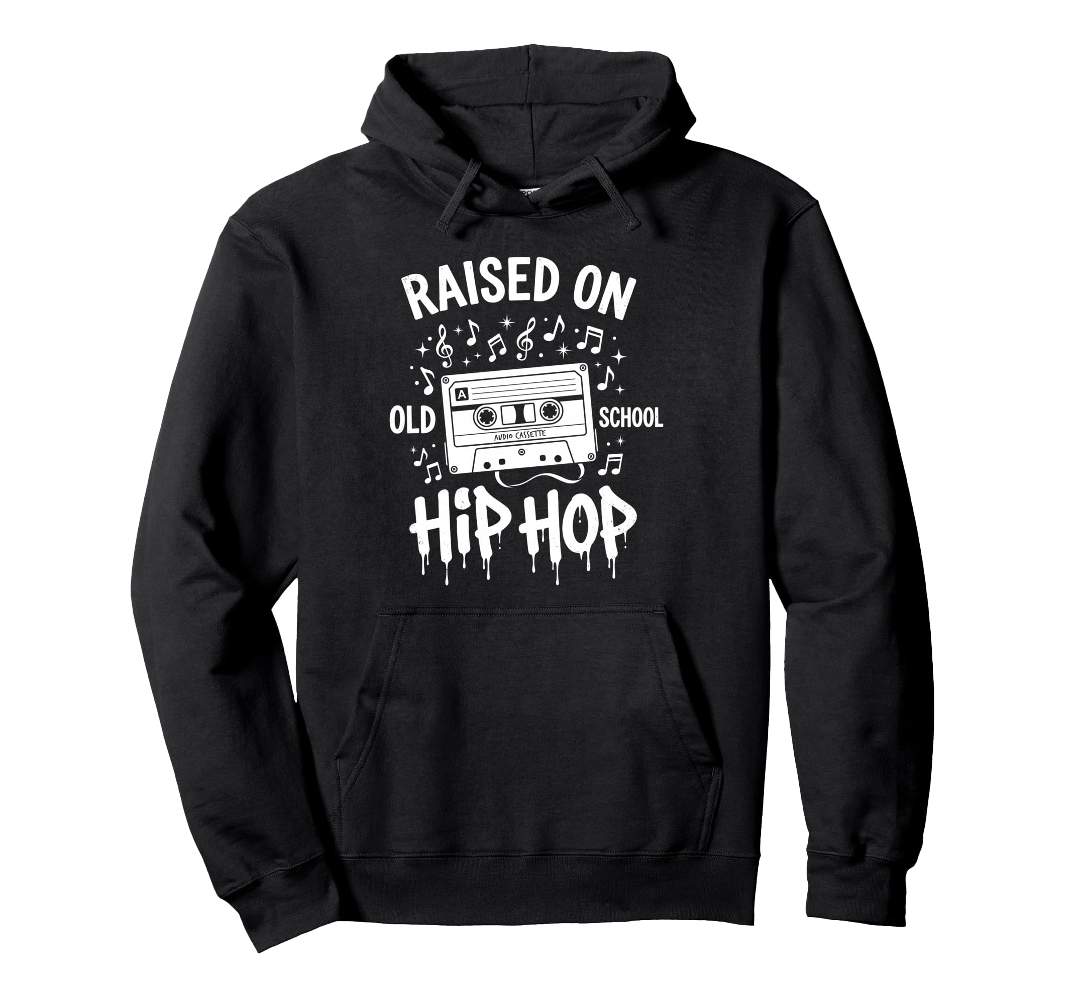 Raised Old School Hip Hop Cassette Hoodie - Fun Novelty Design for Adults - T-Shirt, Sweatshirt, Hoodie
