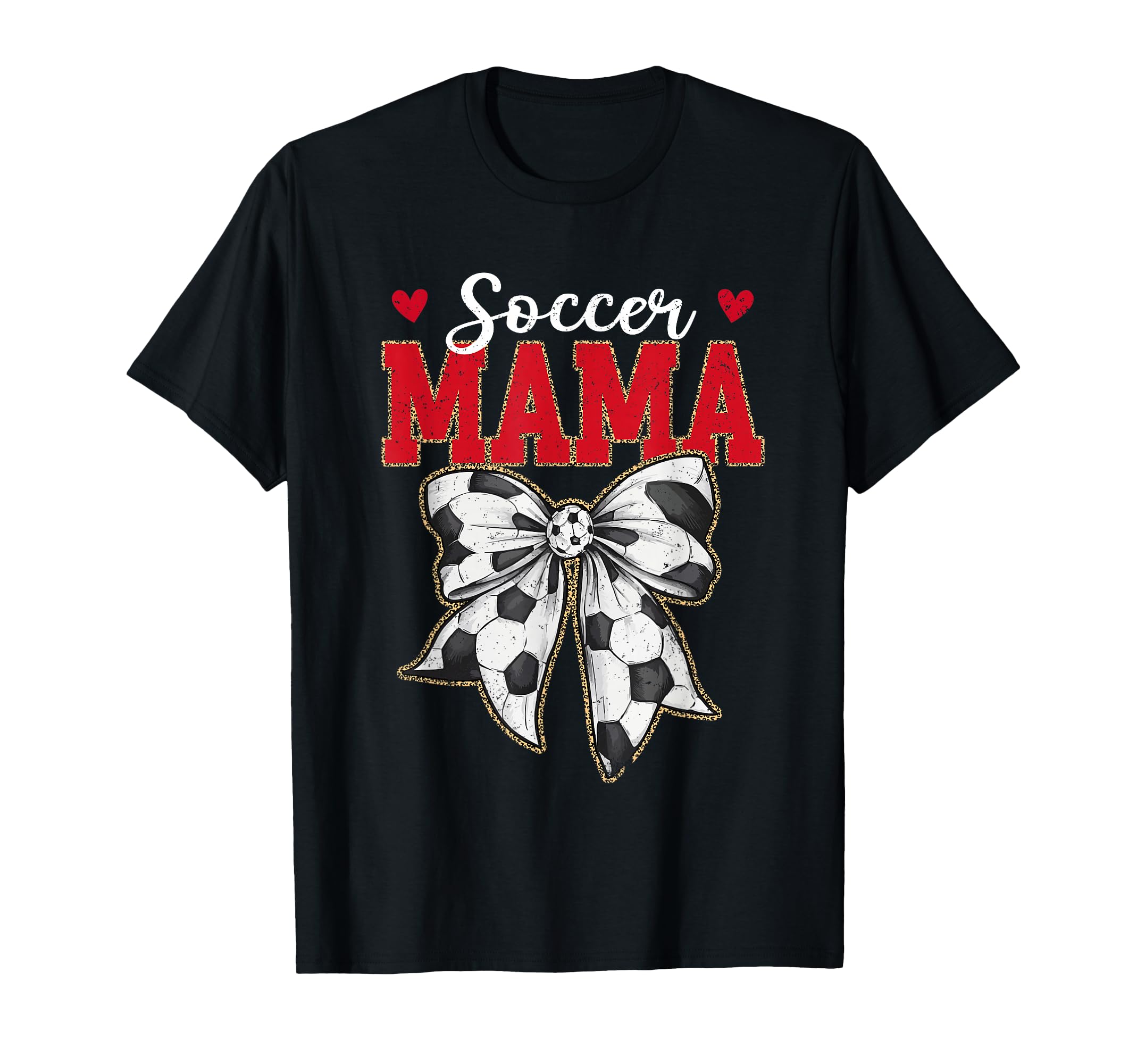 Soccer Mama Bow Leopard Soccer Lovers T-Shirt - Trendy Graphic Unisex - T-Shirt, Sweatshirt, Hoodie