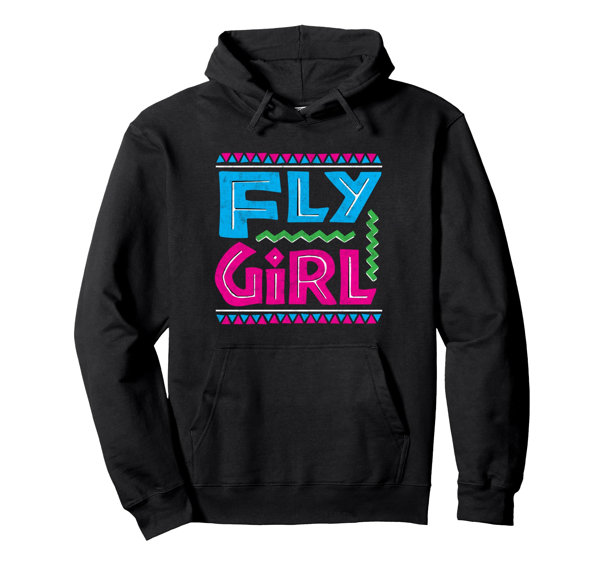 Fly 80S 90S Old School Distressed B Hoodie - Novelty Apparel for Adults - T-Shirt, Sweatshirt, Hoodie