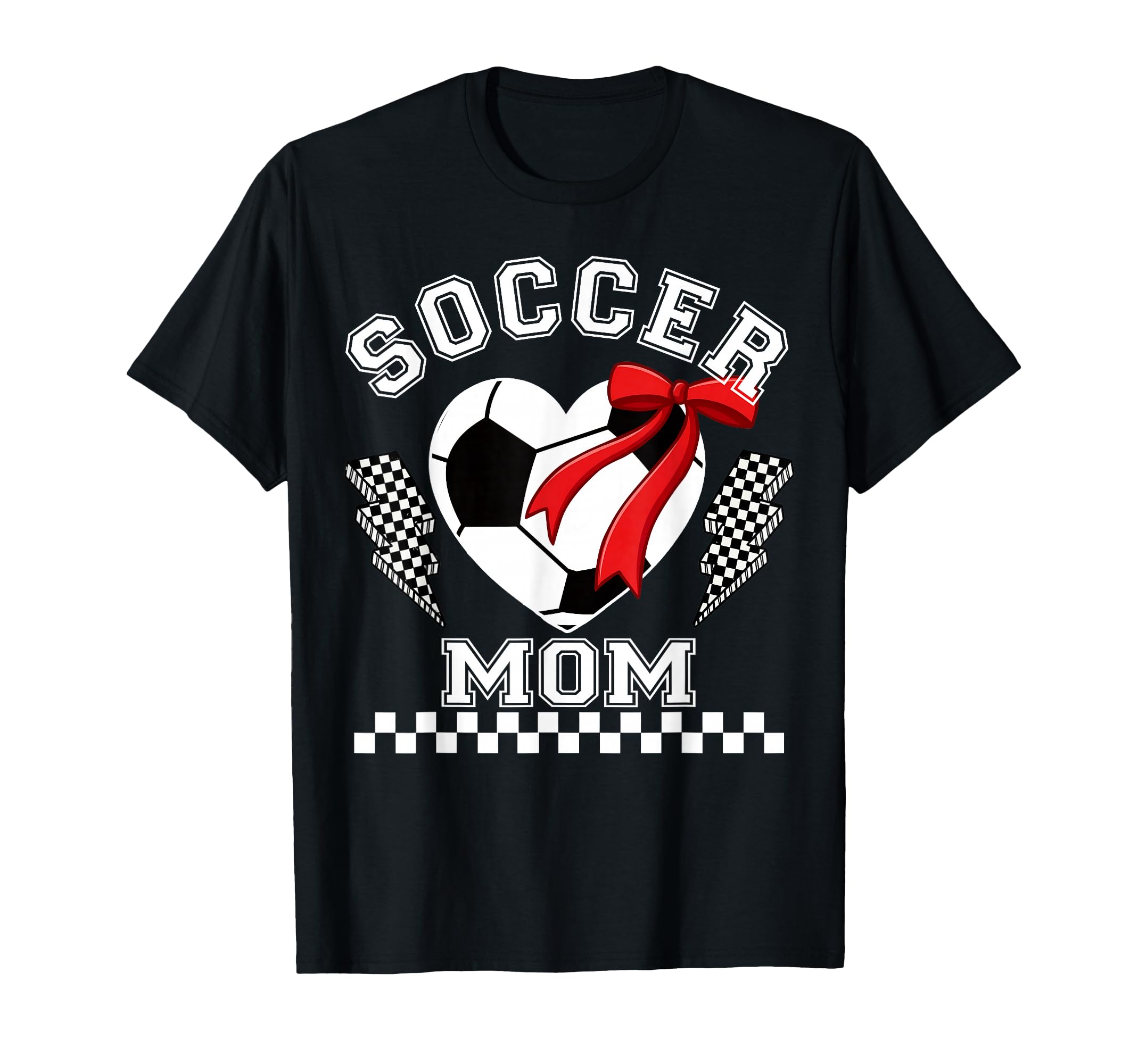 Soccer Mom Heart Bow Checkerboard T-Shirt - Streetwear Style for Adults - T-Shirt, Sweatshirt, Hoodie