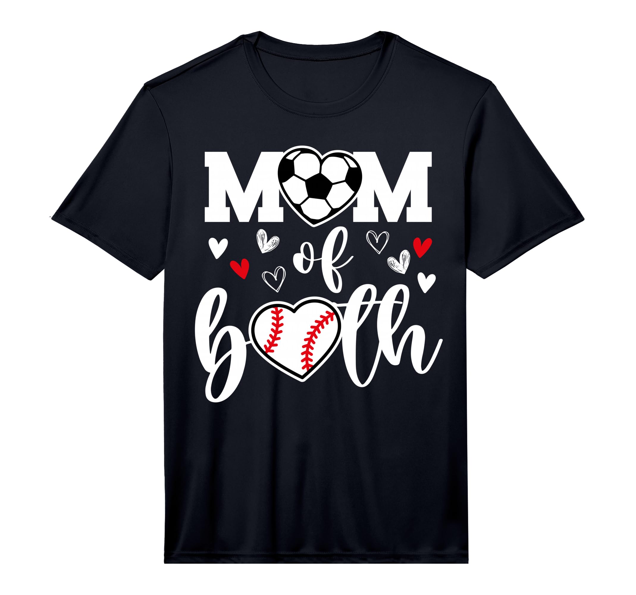 Mom Both Heart Soccer Baseball T-Shirt - Fun Novelty Design for Adults - T-Shirt, Sweatshirt, Hoodie