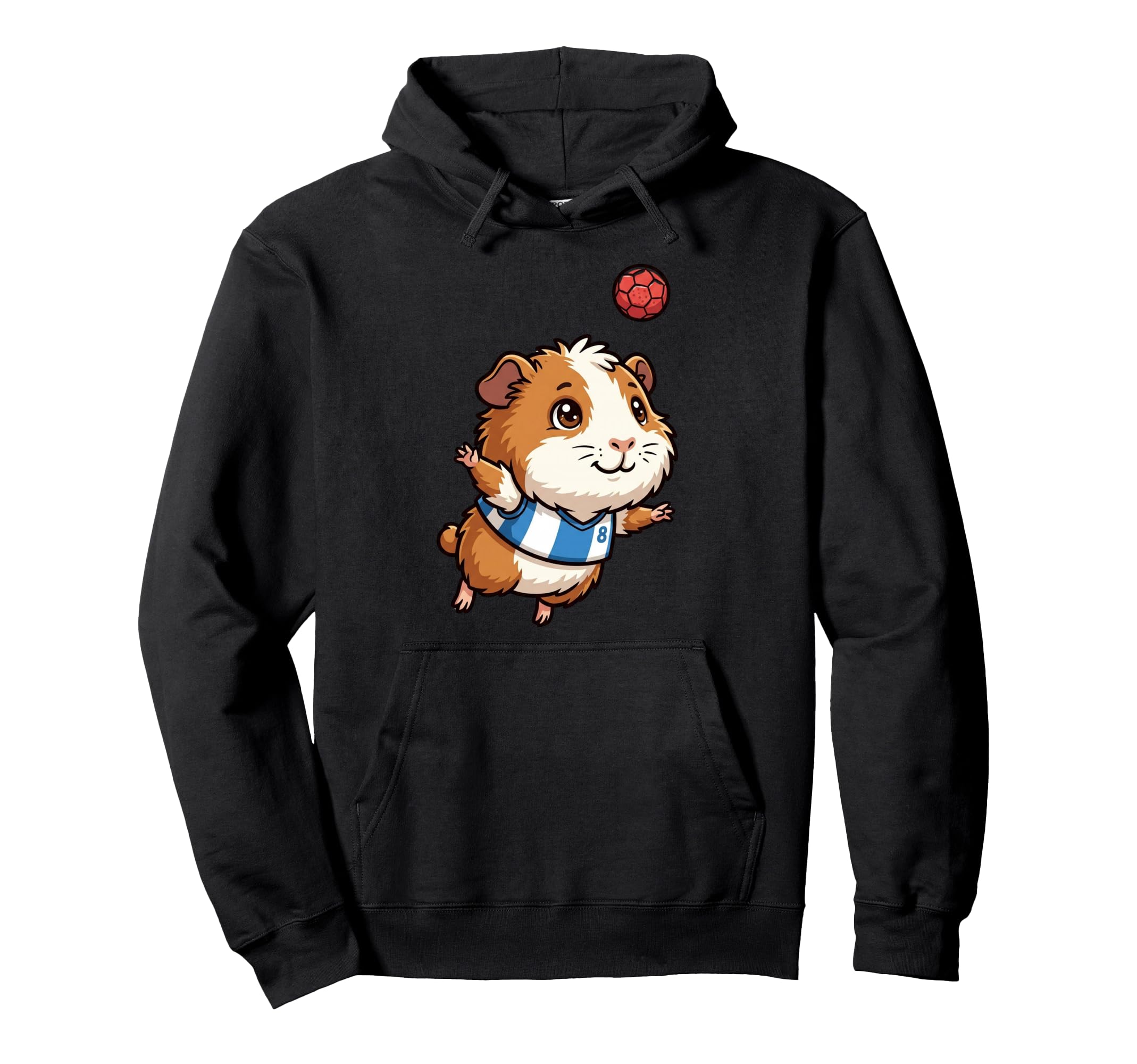 Kawaii Guinea Pig Soccer Number 8 Hoodie - Minimalist Print Unisex - T-Shirt, Sweatshirt, Hoodie
