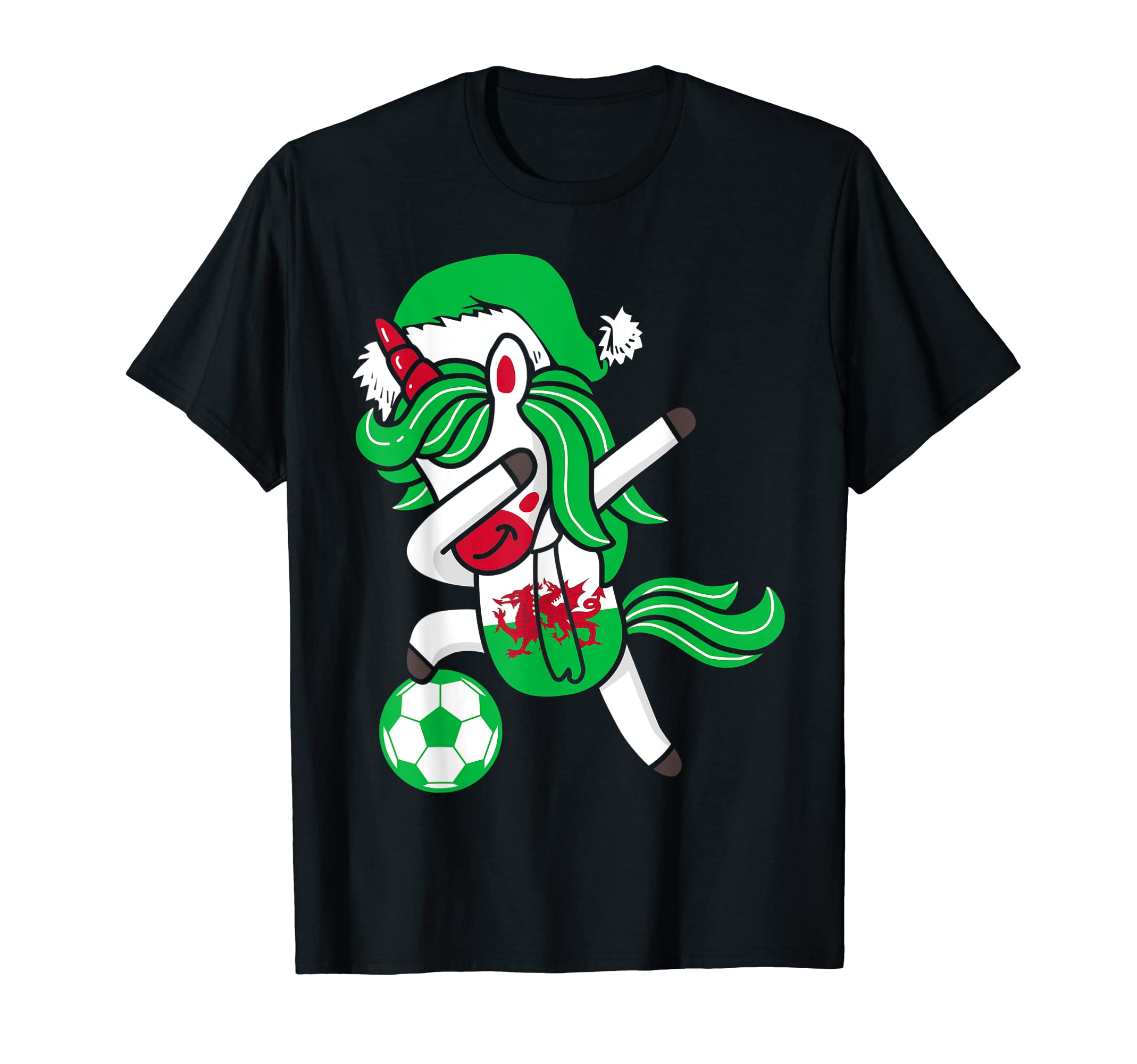 Soccer Dabbing Unicorn Hat Wales T-Shirt - Fun Novelty Design Unisex - T-Shirt, Sweatshirt, Hoodie