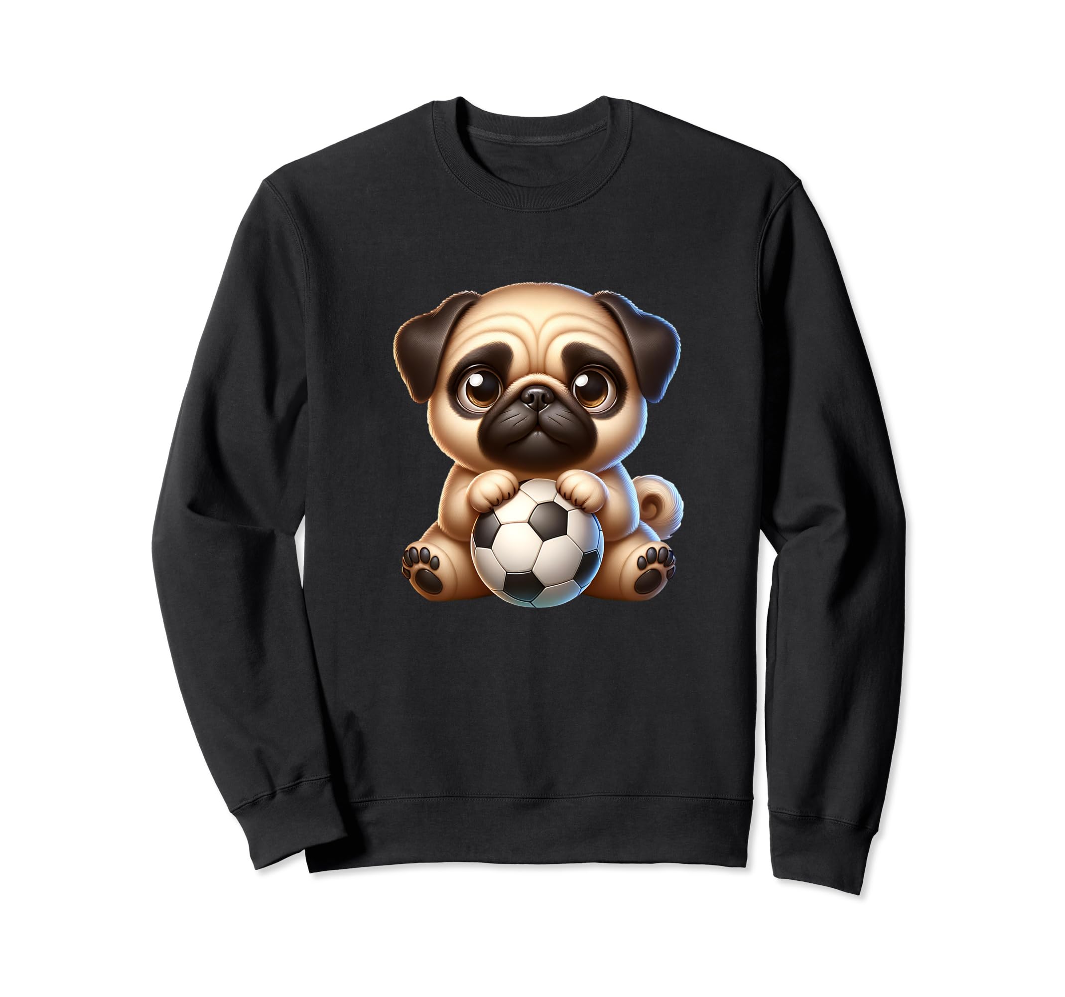 Pug Dog Soccer Champion Fan Ball Sweatshirt - Aesthetic Graphic Unisex - T-Shirt, Sweatshirt, Hoodie