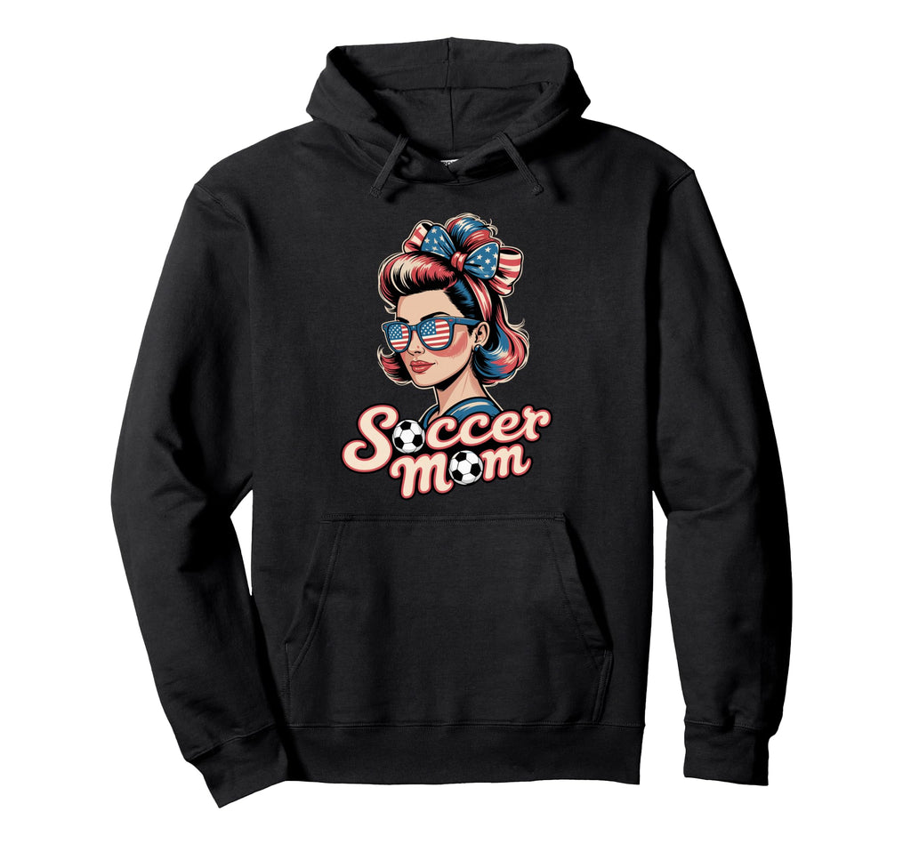 Patriotic Soccer Mom American Flag Hoodie - Graphic Print for Adults - T-Shirt, Sweatshirt, Hoodie