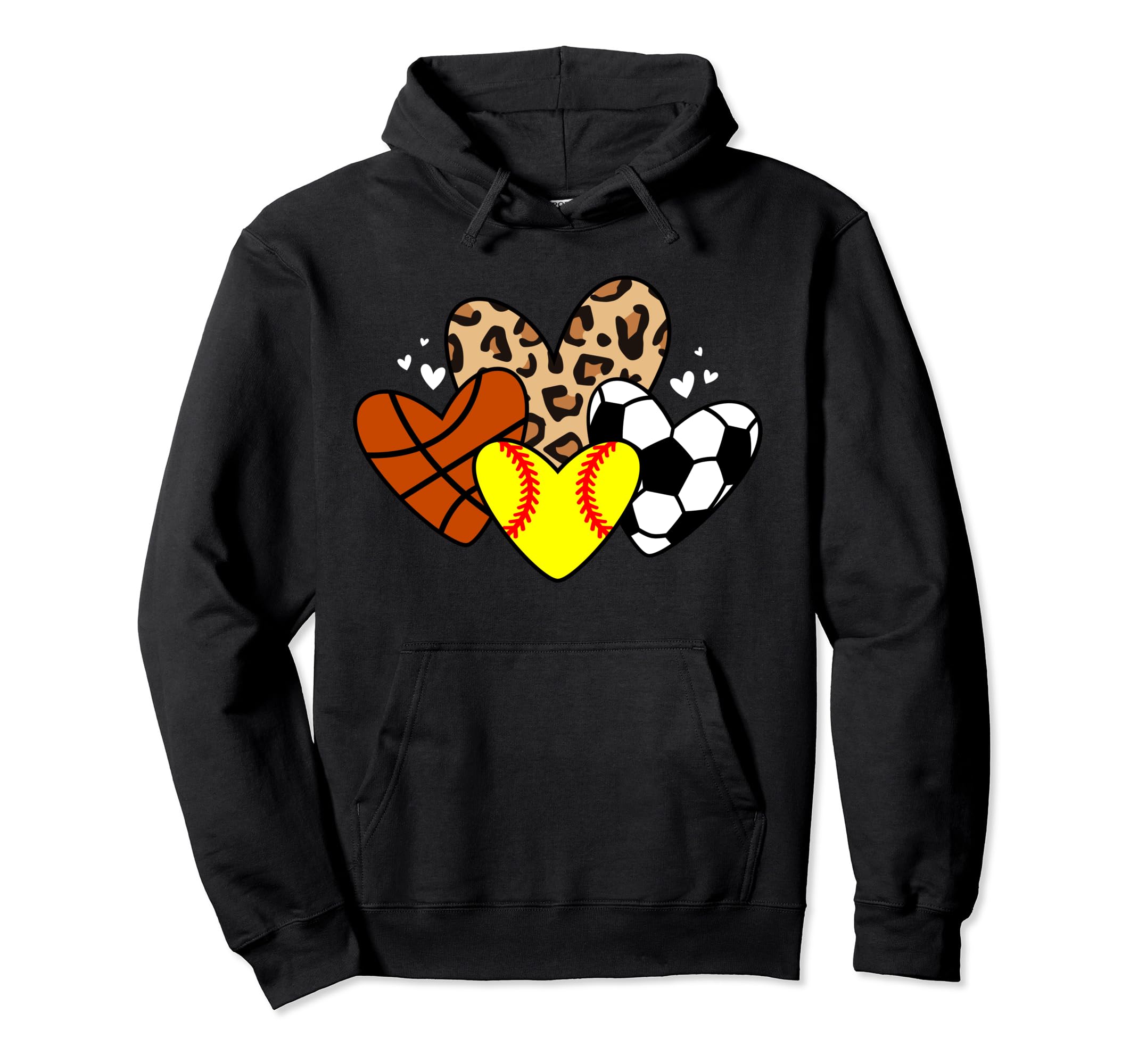 Softball Soccer Basketball Heart Funny Hoodie - Minimalist Print Unisex - T-Shirt, Sweatshirt, Hoodie