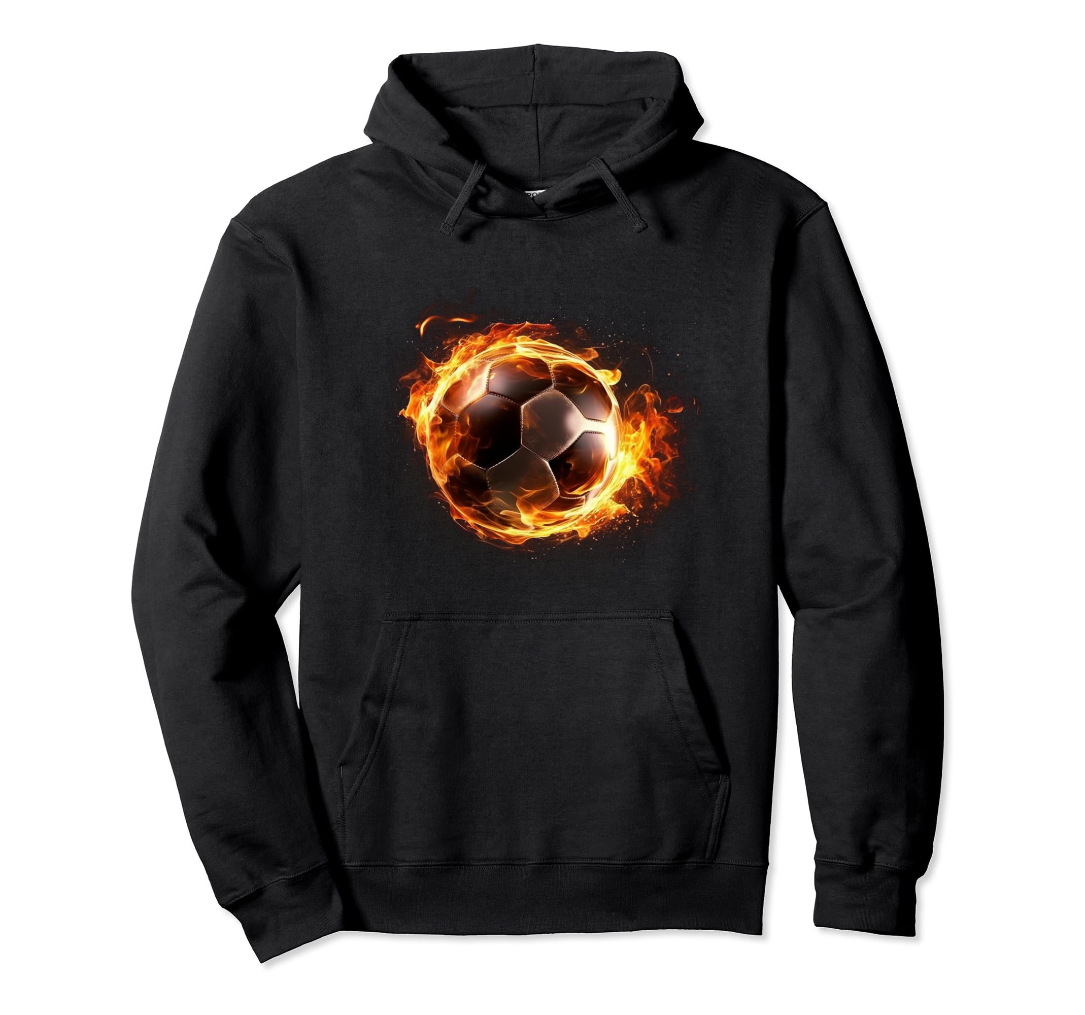 Realistic Fire Football Ball Soccer Hoodie - Novelty Apparel for Adults - T-Shirt, Sweatshirt, Hoodie