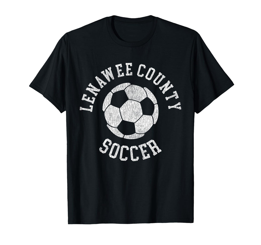 Lenawee County Soccer Distressed 90S T-Shirt - Trendy Graphic Unisex - T-Shirt, Sweatshirt, Hoodie