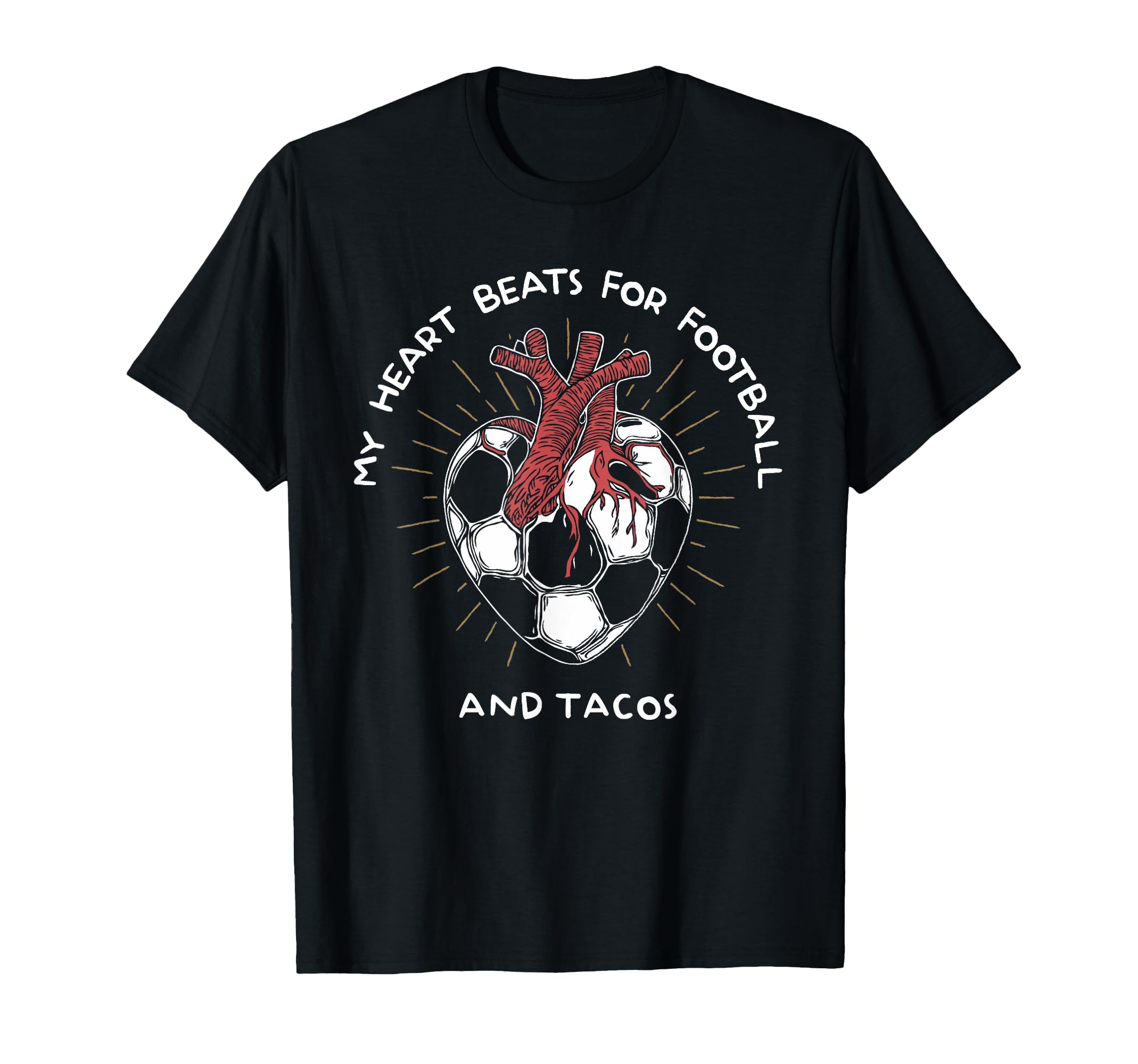 My Heart Beats Football And Tacos Soccer T-Shirt - Custom Art Print Unisex - T-Shirt, Sweatshirt, Hoodie