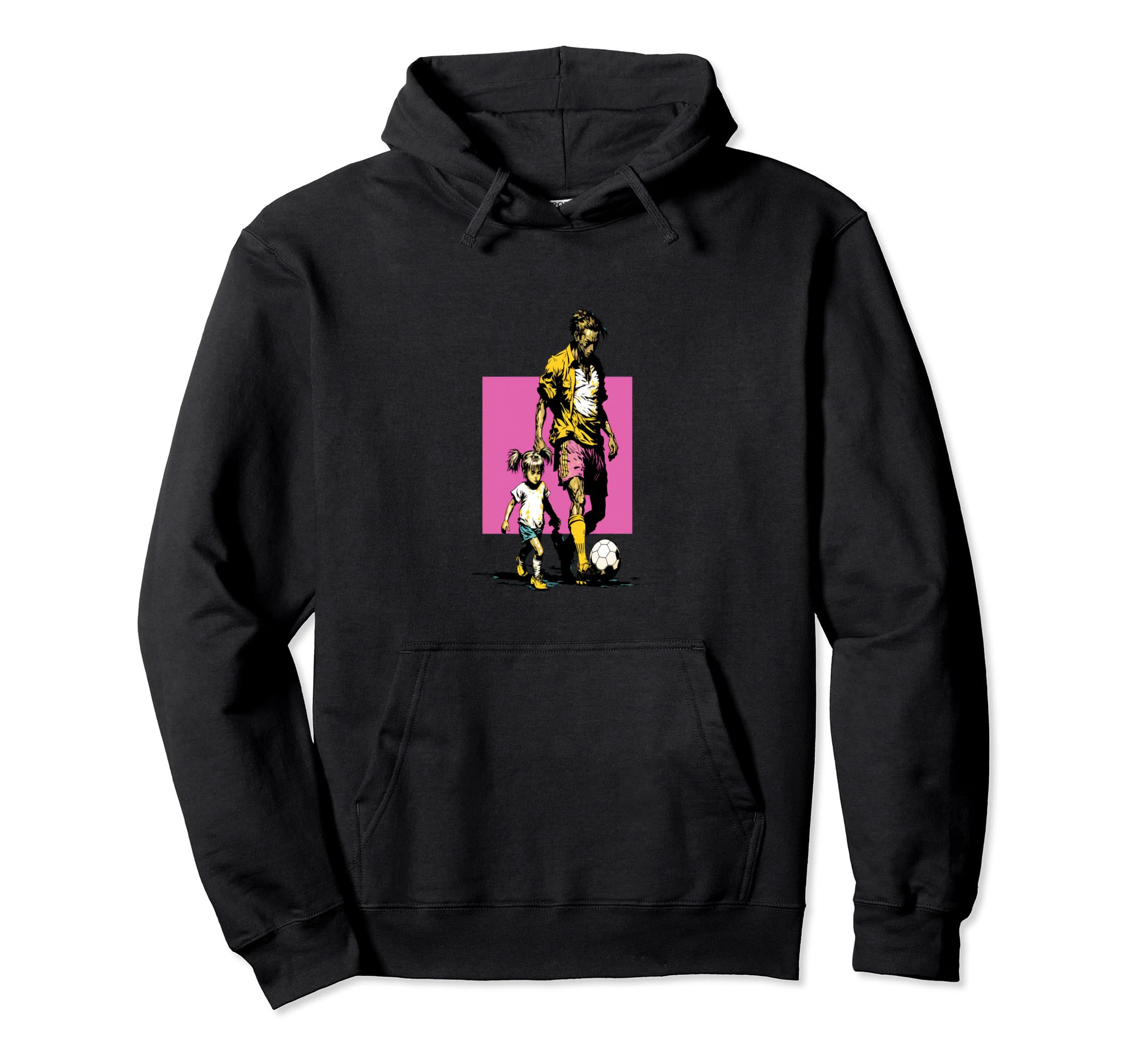 Dad And Daughter Playing Football Pop Hoodie - Novelty Apparel for Adults - T-Shirt, Sweatshirt, Hoodie