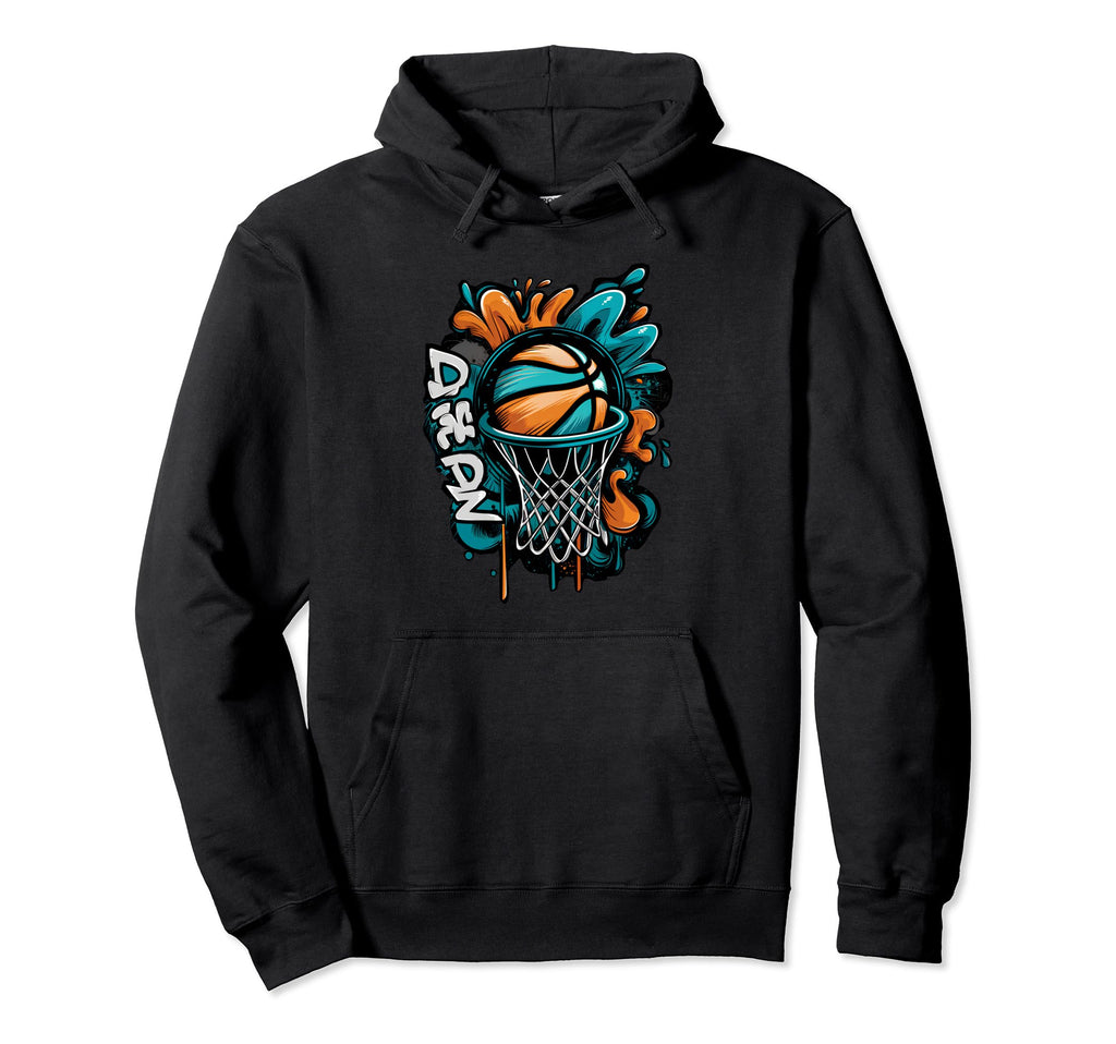 Basketball Hoop Graffiti Colorful Spray Hoodie - Aesthetic Graphic Unisex - T-Shirt, Sweatshirt, Hoodie