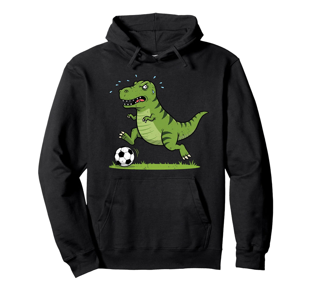 T Rex Dinosaur Playing Soccer Dino Hoodie - Minimalist Print for Adults - T-Shirt, Sweatshirt, Hoodie