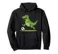 T Rex Dinosaur Playing Soccer Dino Hoodie - Minimalist Print for Adults - T-Shirt, Sweatshirt, Hoodie
