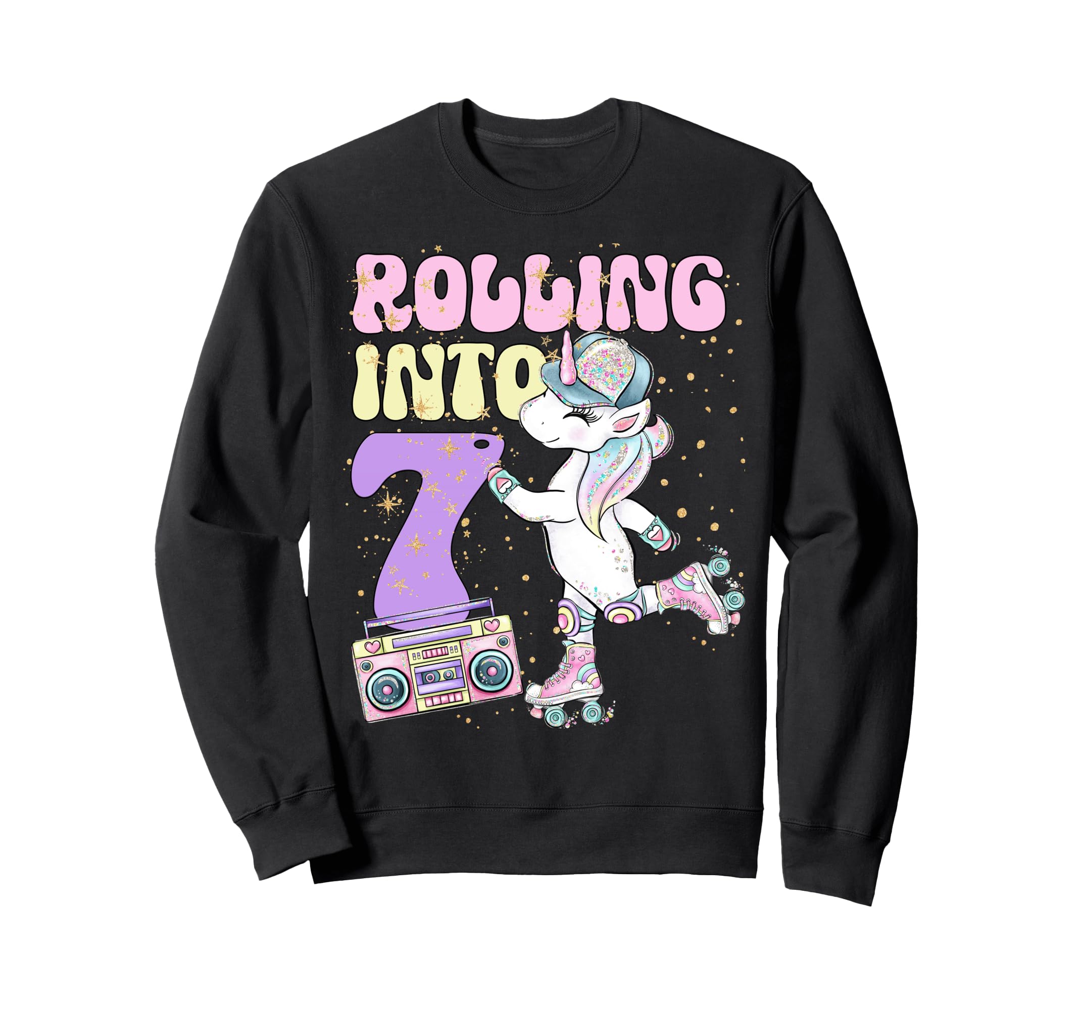 7Th Birthday Roller Skate Party Sweatshirt - Aesthetic Graphic Men Women - T-Shirt, Sweatshirt, Hoodie