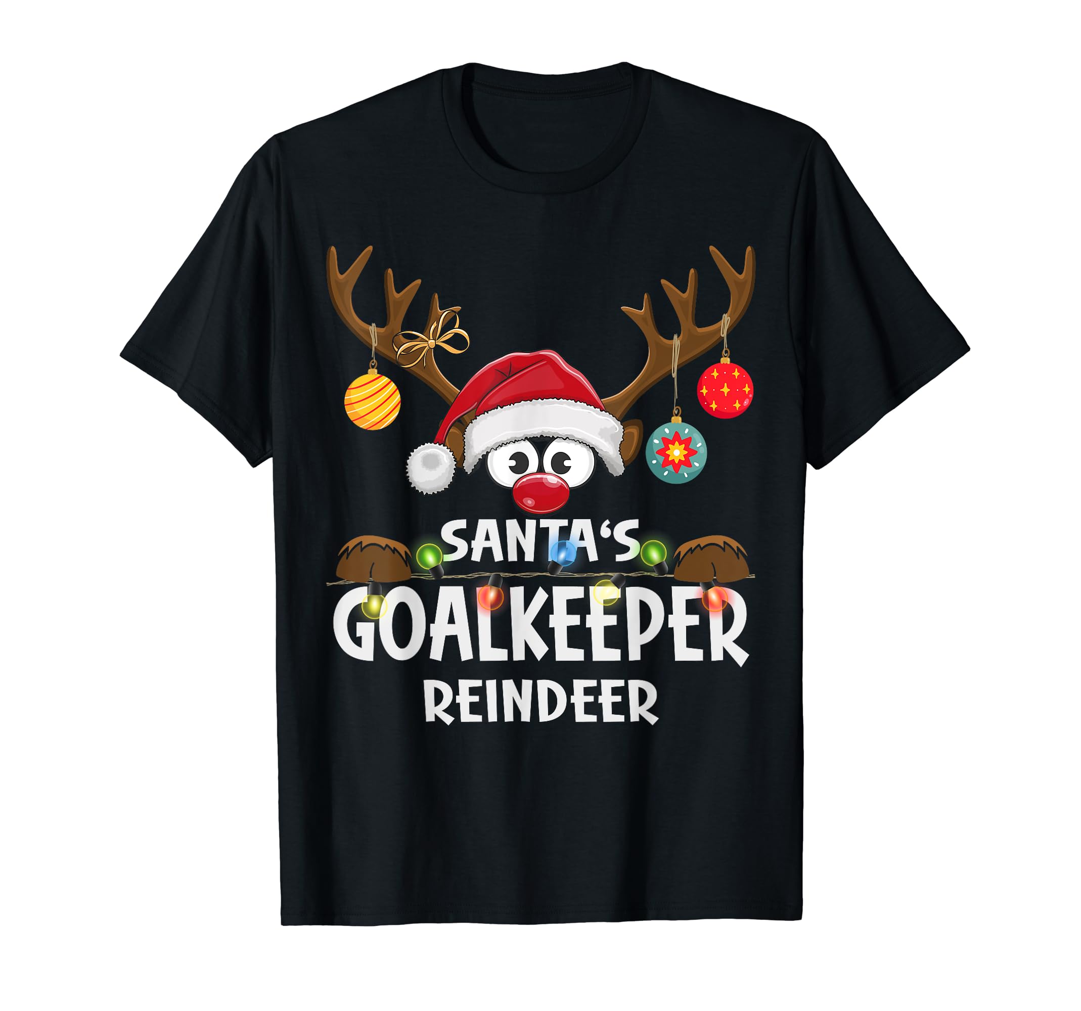 Family Santas Goalkeeper Reindeer Pajama T-Shirt - Novelty Apparel Unisex - T-Shirt, Sweatshirt, Hoodie
