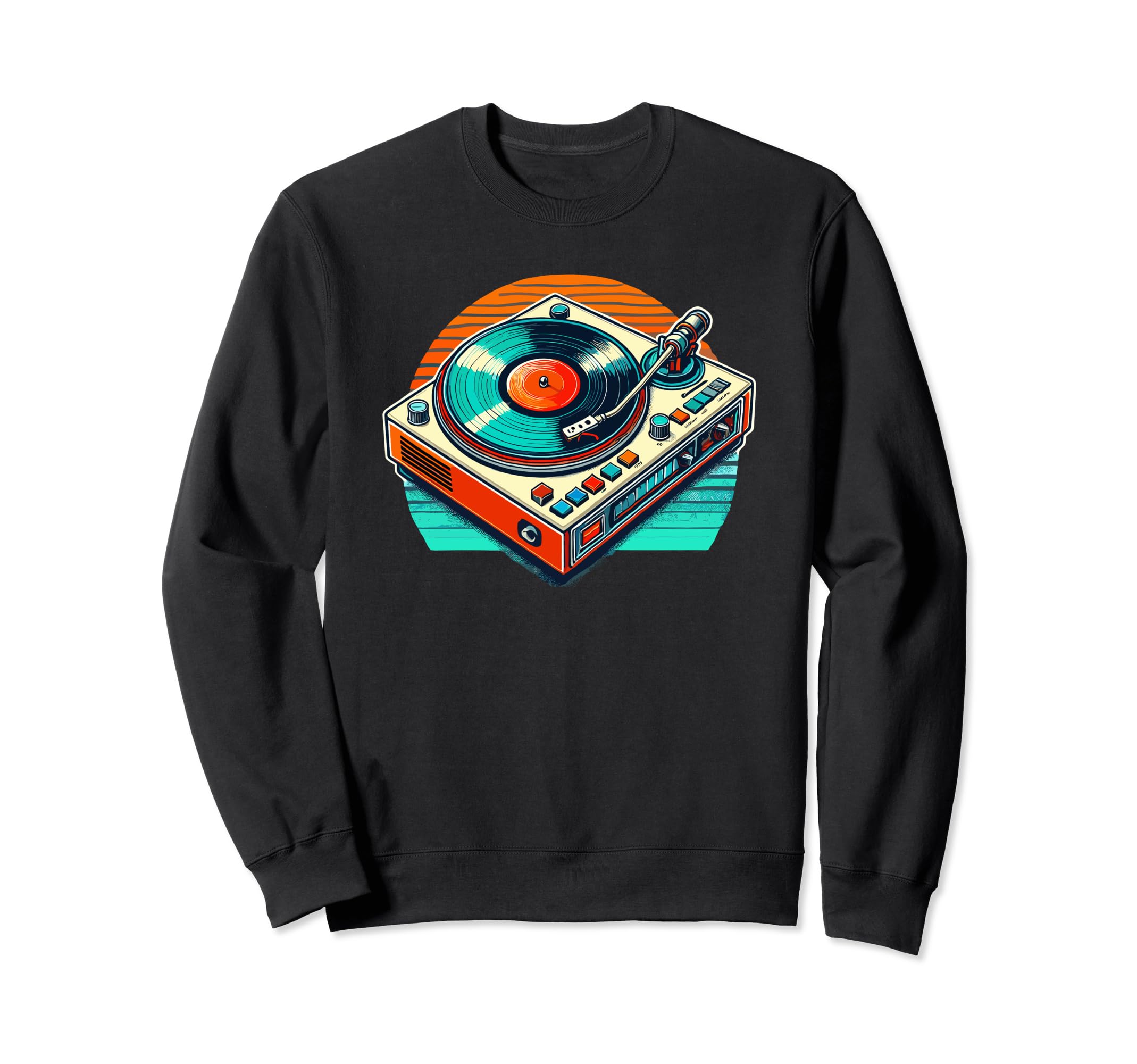 80S 90S Vinyl Record Player Sweatshirt - Trendy Graphic for Adults - T-Shirt, Sweatshirt, Hoodie