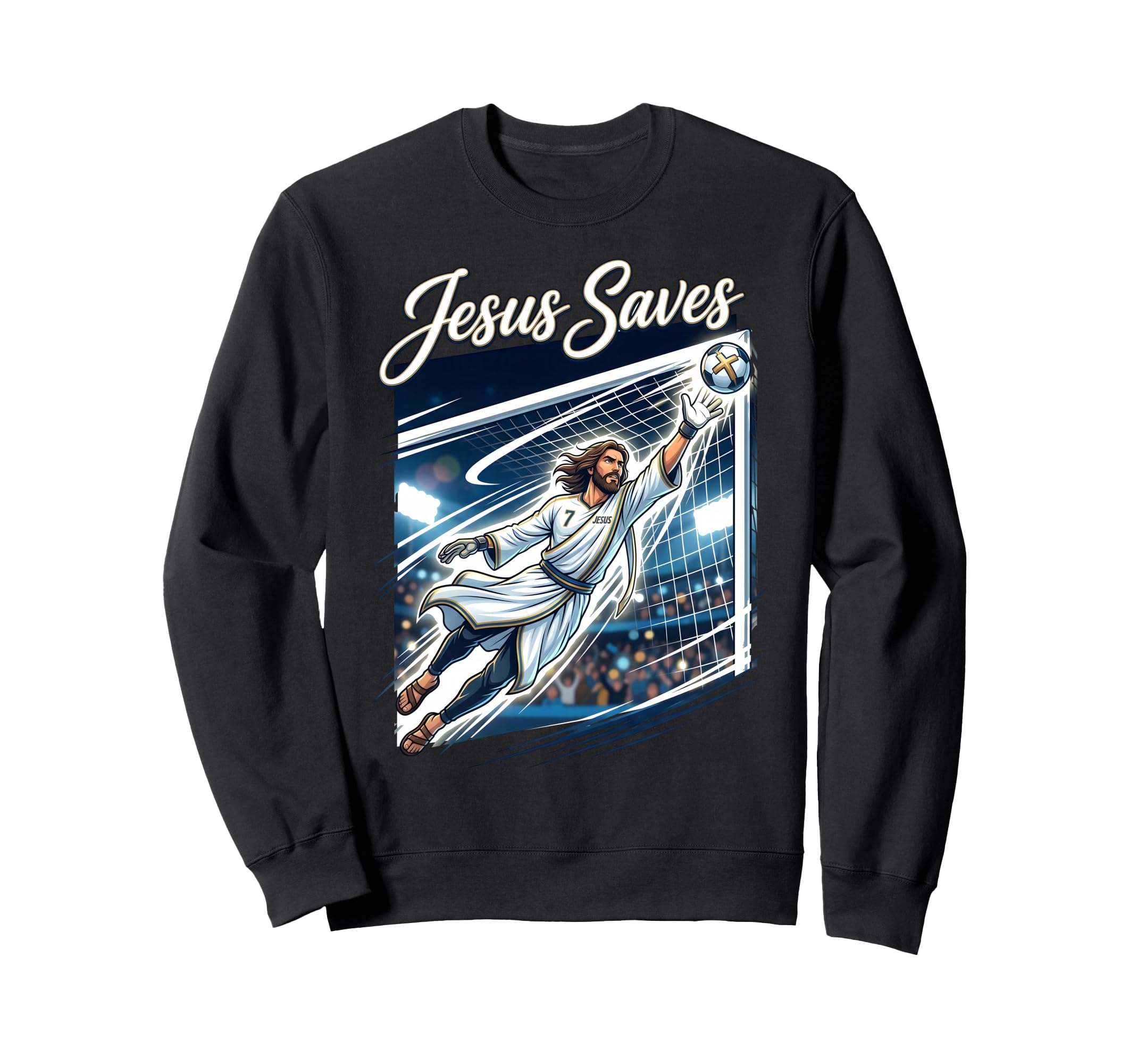 Jesus Christ Saves Christian Soccer Sweatshirt - Trendy Graphic Unisex - T-Shirt, Sweatshirt, Hoodie