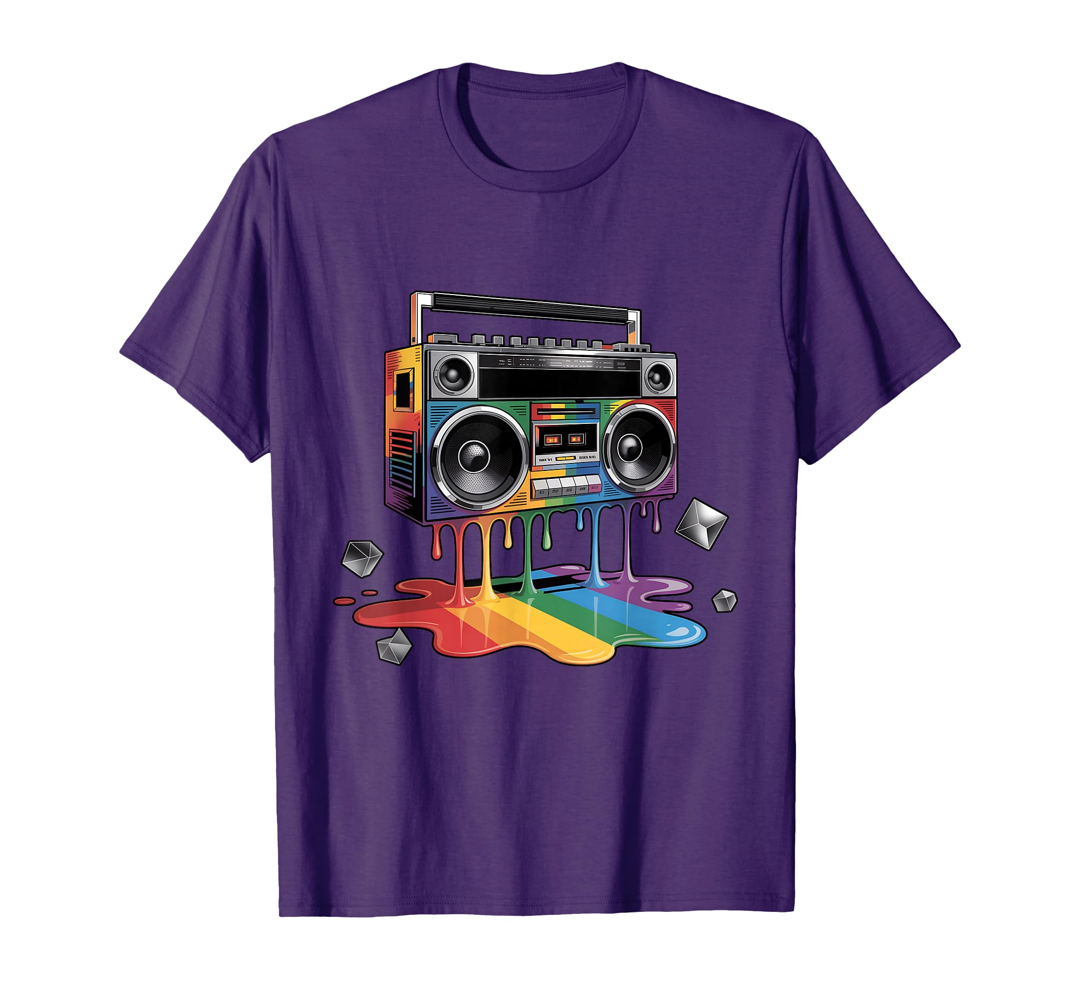 Rainbow Dripping Paint Boombox T-Shirt - Custom Art Print Men Women - T-Shirt, Sweatshirt, Hoodie