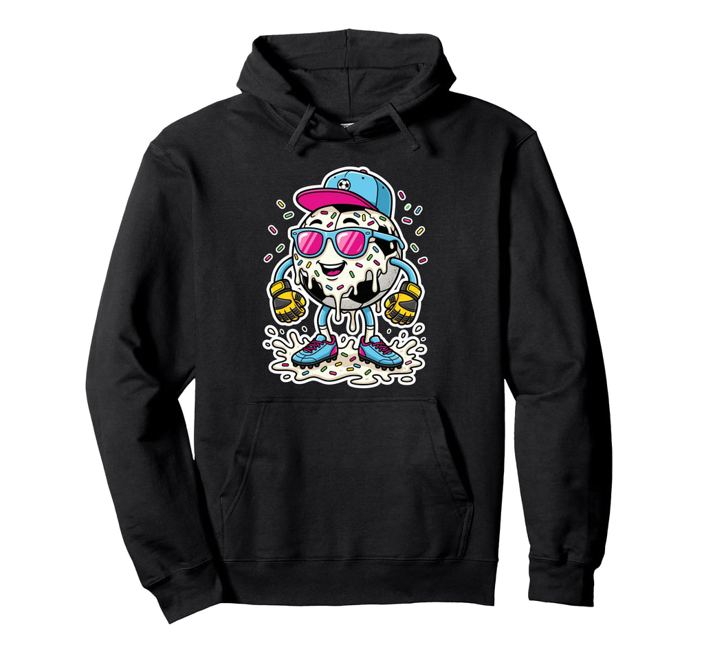 Soccer Ball Melting Ice Cream Drip Hoodie - Custom Art Print for Adults - T-Shirt, Sweatshirt, Hoodie