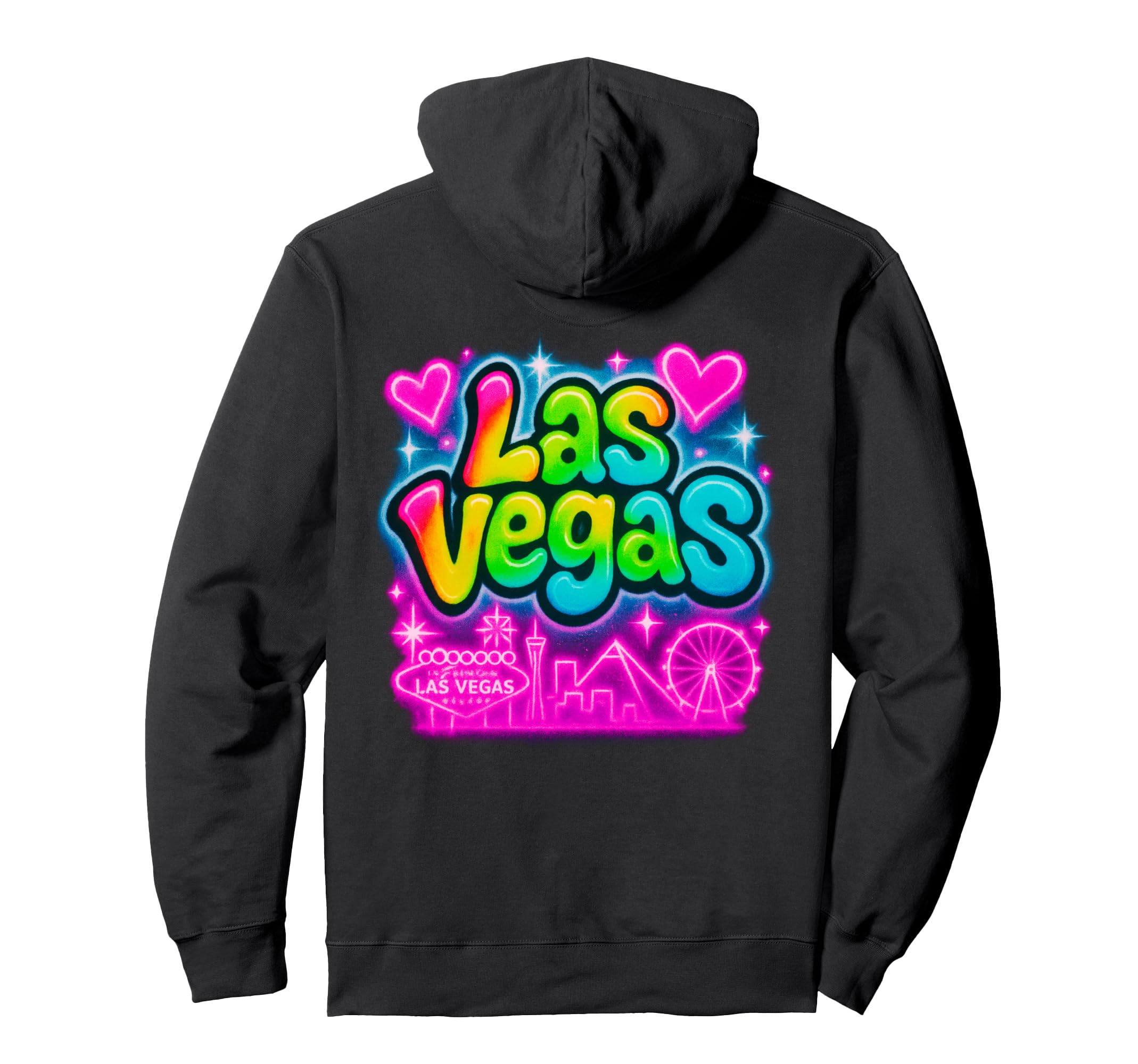 Las Vegas Vibrant Skyline Rainbow City Art Hoodie - Graphic Print Men Women - T-Shirt, Sweatshirt, Hoodie