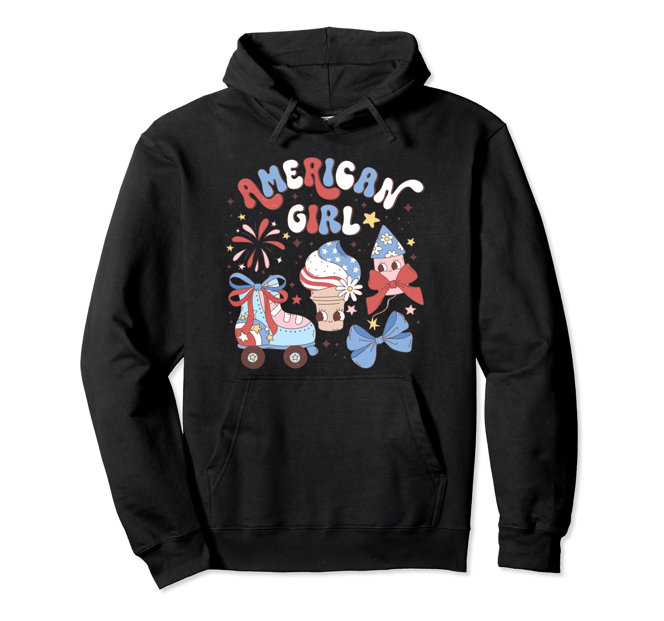 July 4Th Ice Cream Roller Skate Fireworks Hoodie - Aesthetic Graphic Unisex - T-Shirt, Sweatshirt, Hoodie