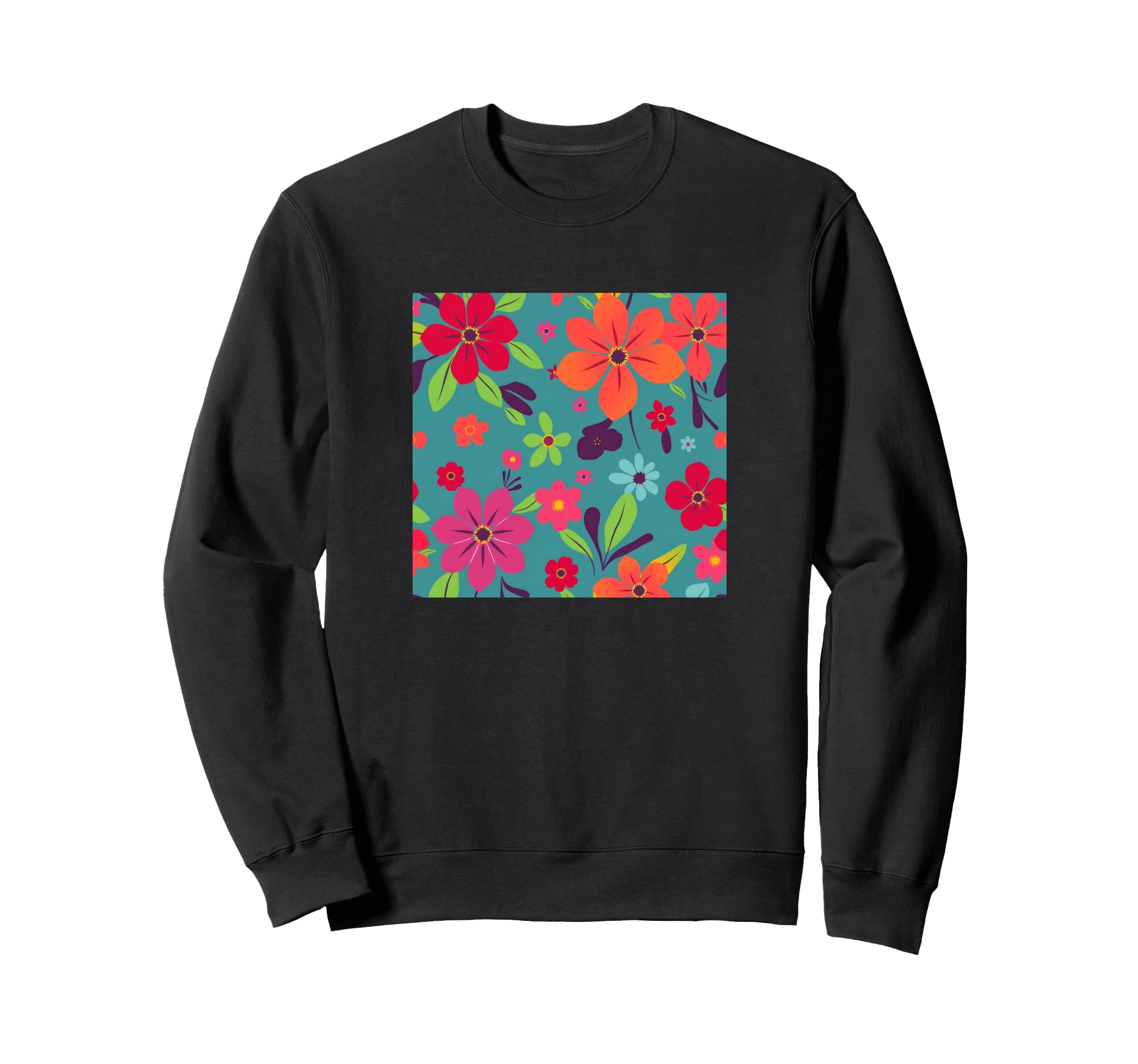 Colorful Floral Pattern Flowers Sweatshirt - Aesthetic Graphic for Adults - T-Shirt, Sweatshirt, Hoodie