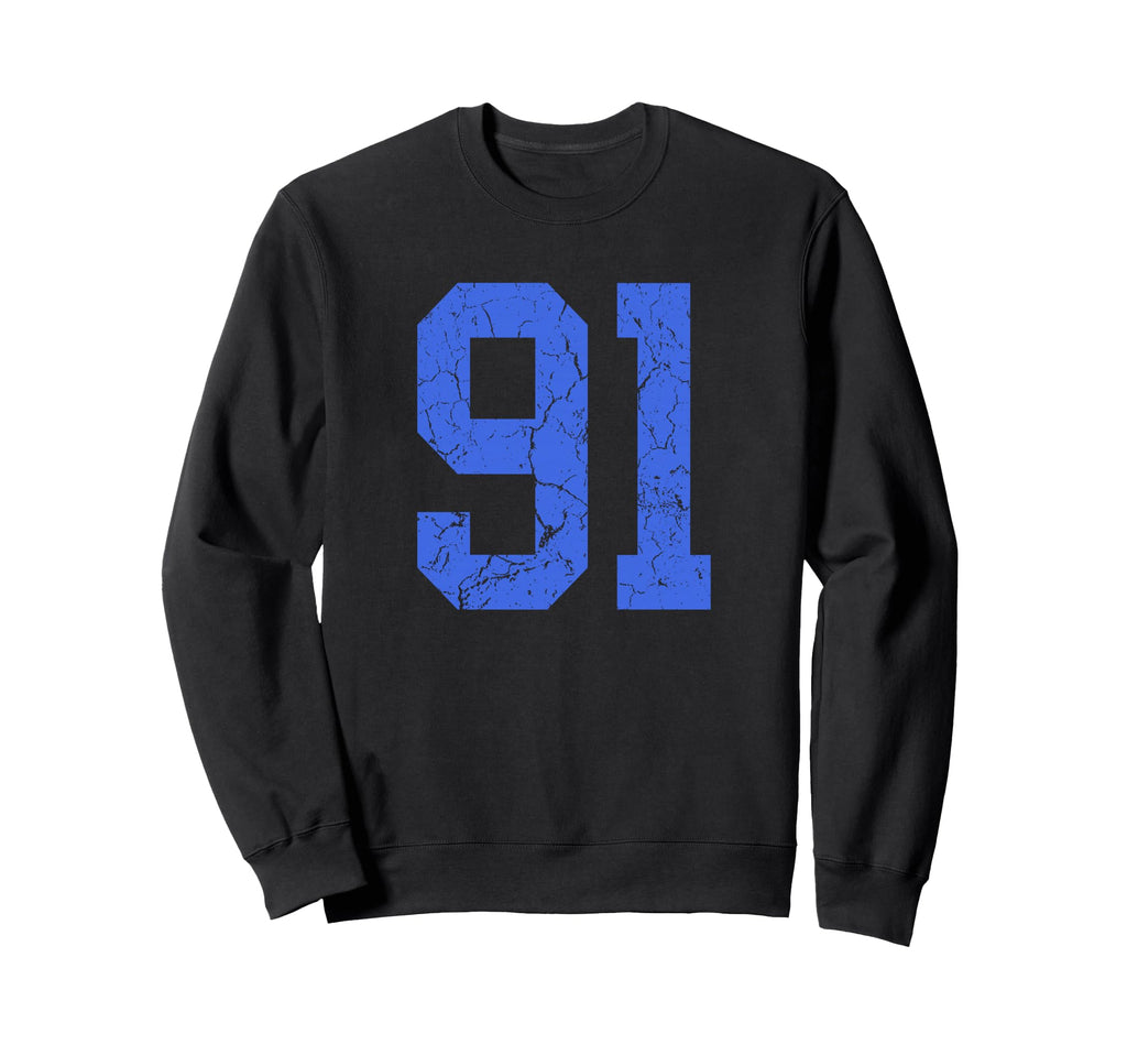 Distressed Royal Blue Number 91 Sweatshirt - Custom Art Print Unisex - T-Shirt, Sweatshirt, Hoodie
