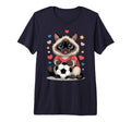 Kawaii Soccer Cat Just Who Loves T-Shirt - Custom Art Print for Adults - T-Shirt, Sweatshirt, Hoodie