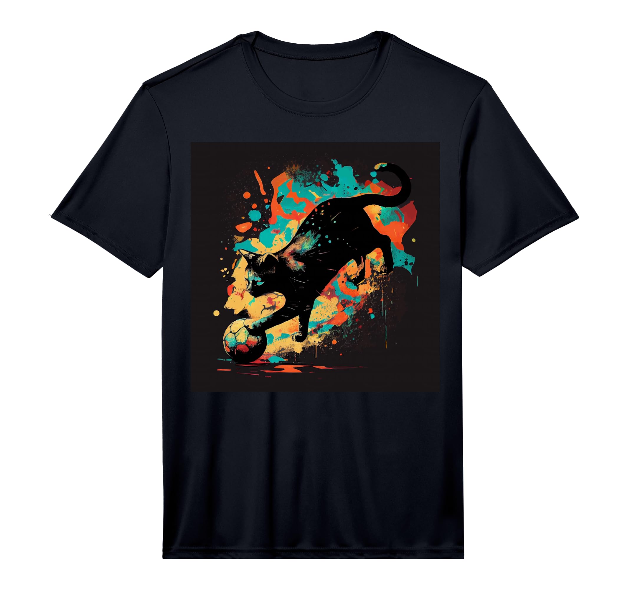 Black Cat Soccer Colorful Performance T-Shirt - Aesthetic Graphic Unisex - T-Shirt, Sweatshirt, Hoodie