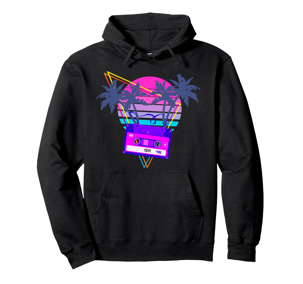 90S Vaporwave Sunset Cassette Tape Outrun Hoodie - Unique Graphic Unisex - T-Shirt, Sweatshirt, Hoodie