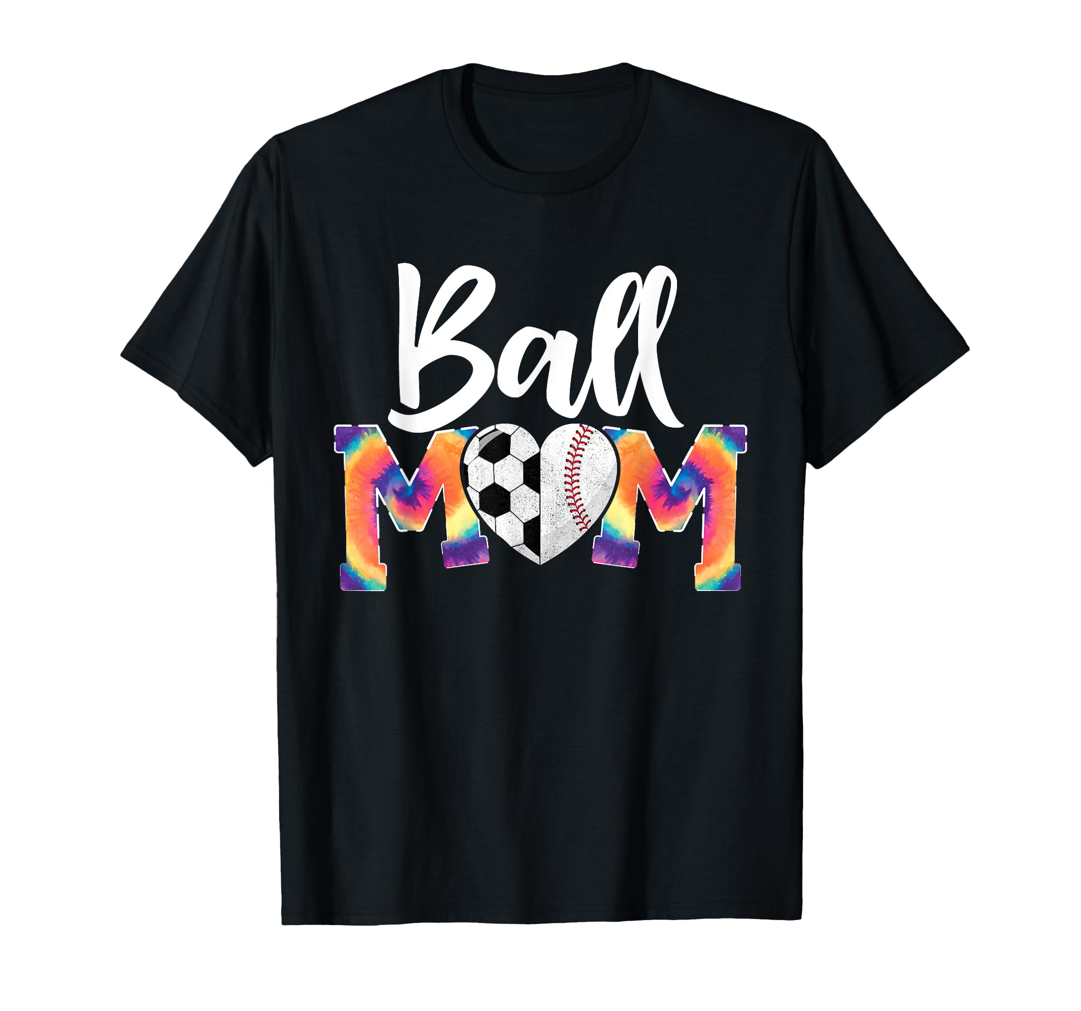 Ball Mom Heart Tie Dye Funny Baseball T-Shirt - Trendy Graphic for Adults - T-Shirt, Sweatshirt, Hoodie
