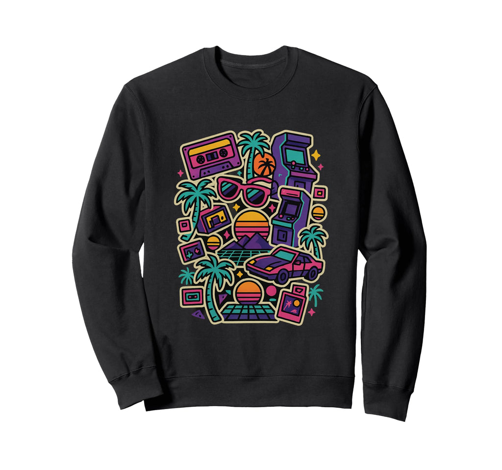 80S Synthwave Sweatshirt - Unique Graphic Men Women - T-Shirt, Sweatshirt, Hoodie