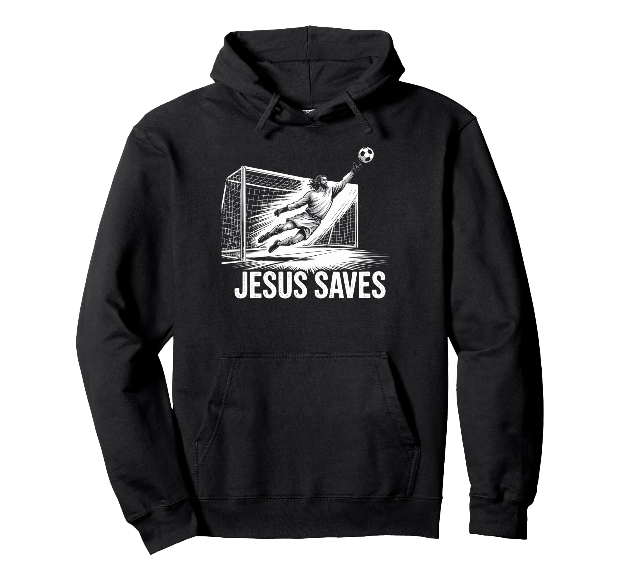 Soccer Goalie Goalkeeper Jesus Saves Hoodie - Minimalist Print Unisex - T-Shirt, Sweatshirt, Hoodie