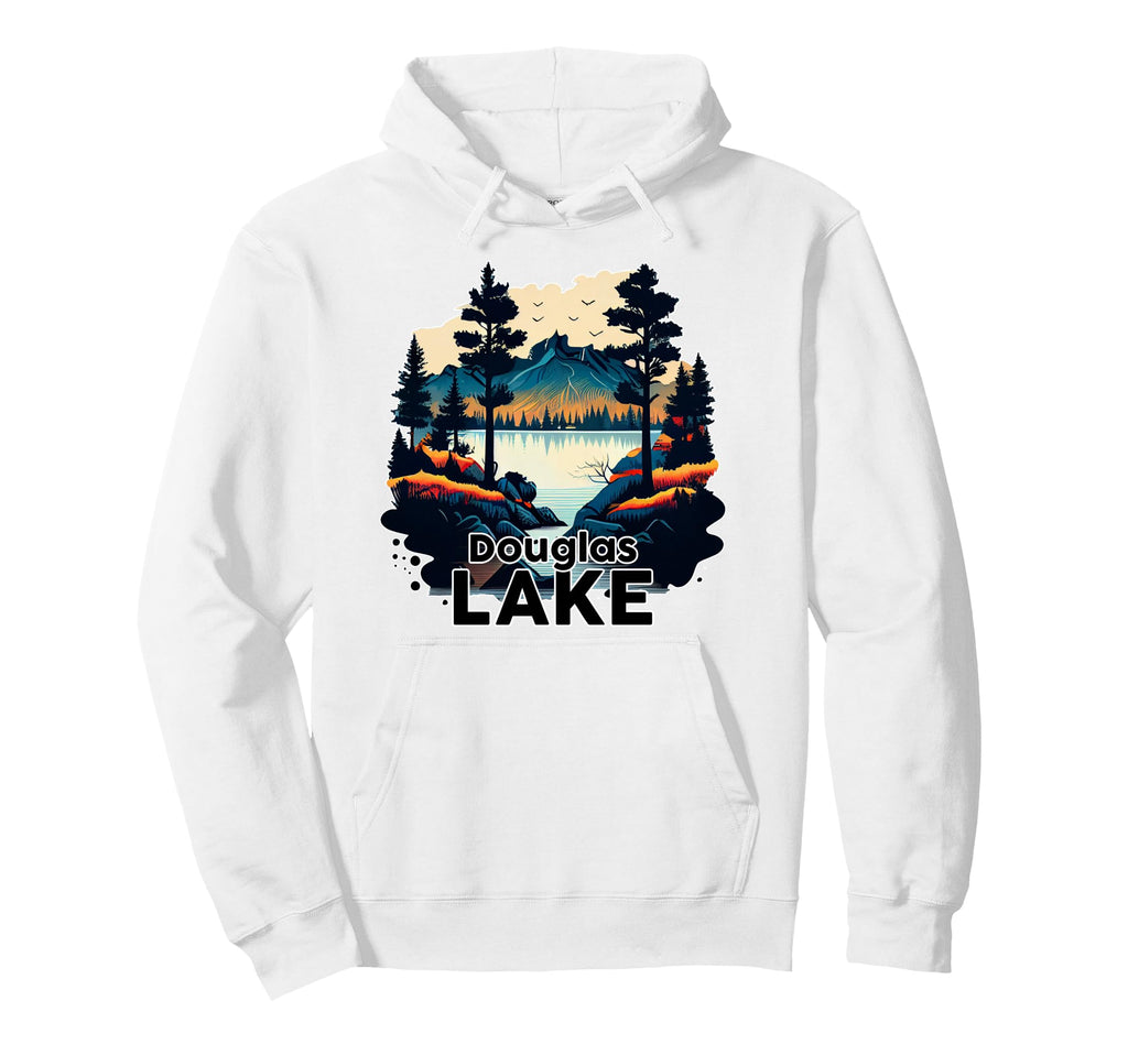 Douglas Lake Minimalist Lake Hoodie - Casual Everyday Wear Men Women - T-Shirt, Sweatshirt, Hoodie