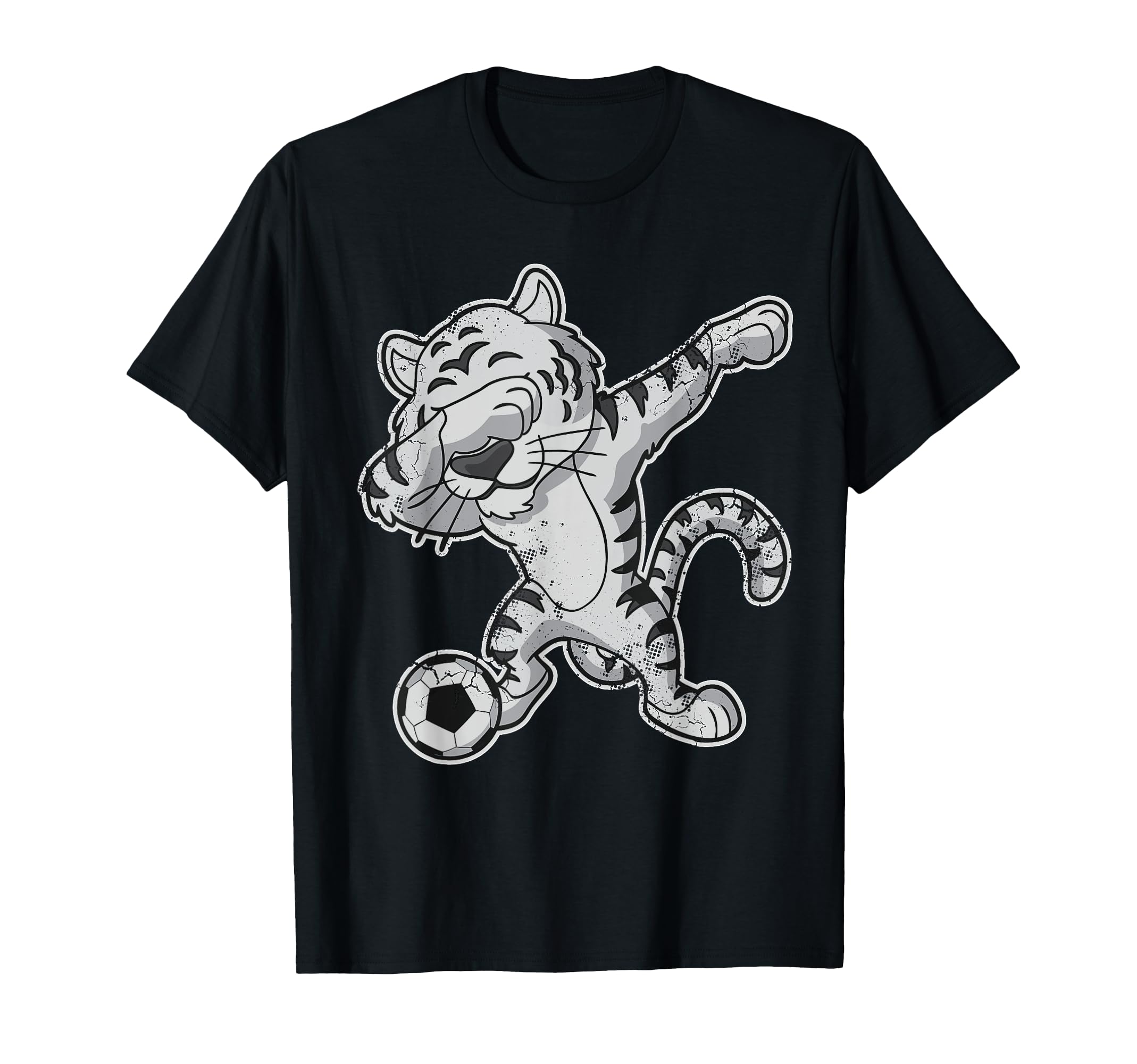 Dabbing White Tiger Soccer Team Player T-Shirt - Graphic Print Unisex - T-Shirt, Sweatshirt, Hoodie