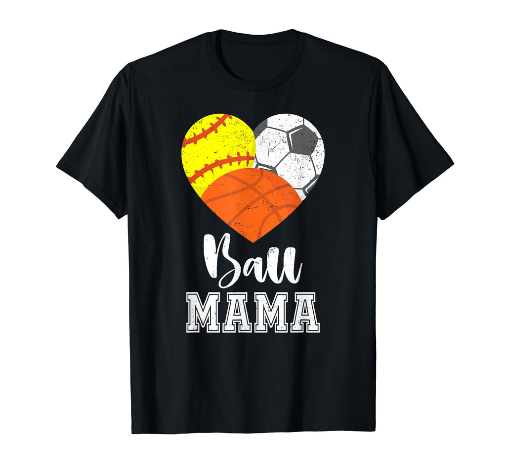 Ball Mama Heart Softball Soccer T-Shirt - Custom Art Print Unisex - T-Shirt, Sweatshirt, Hoodie