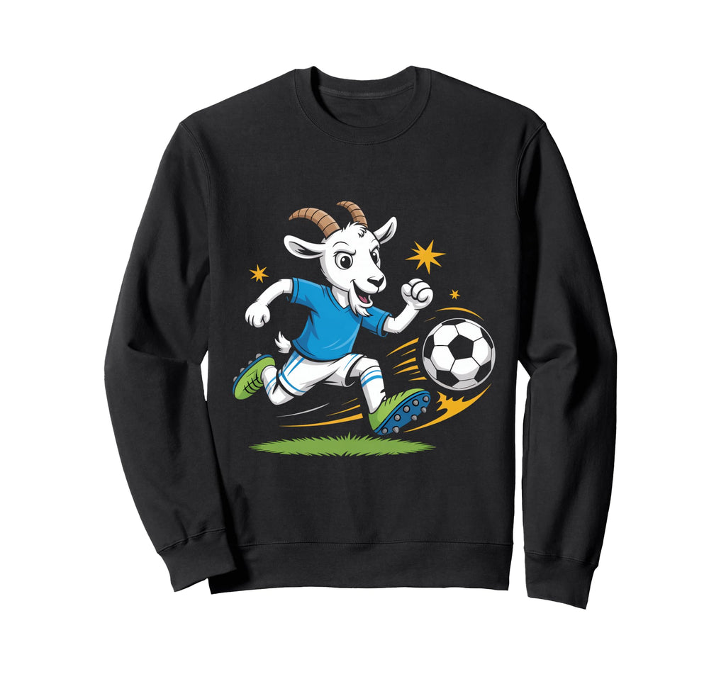 Football Goat Striker Cartoon Sweatshirt - Fun Novelty Design for Adults - T-Shirt, Sweatshirt, Hoodie