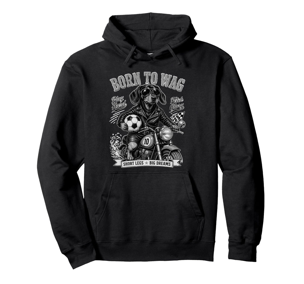 Dachshund Motorbike Love Footbal Soccer Hoodie - Graphic Print Men Women - T-Shirt, Sweatshirt, Hoodie