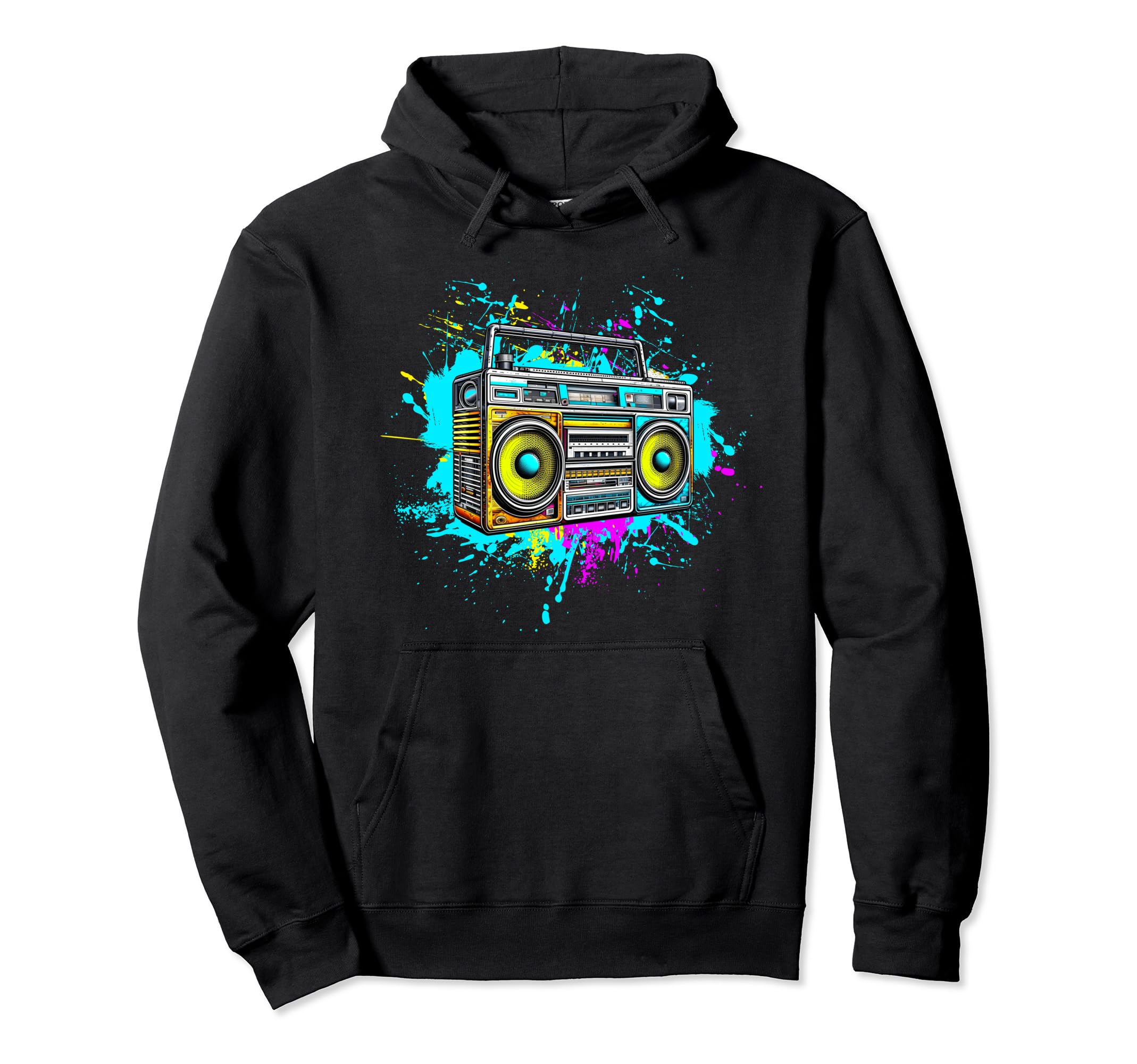 80S Boombox Cassette Tape Player Hoodie - Casual Everyday Wear for Adults - T-Shirt, Sweatshirt, Hoodie