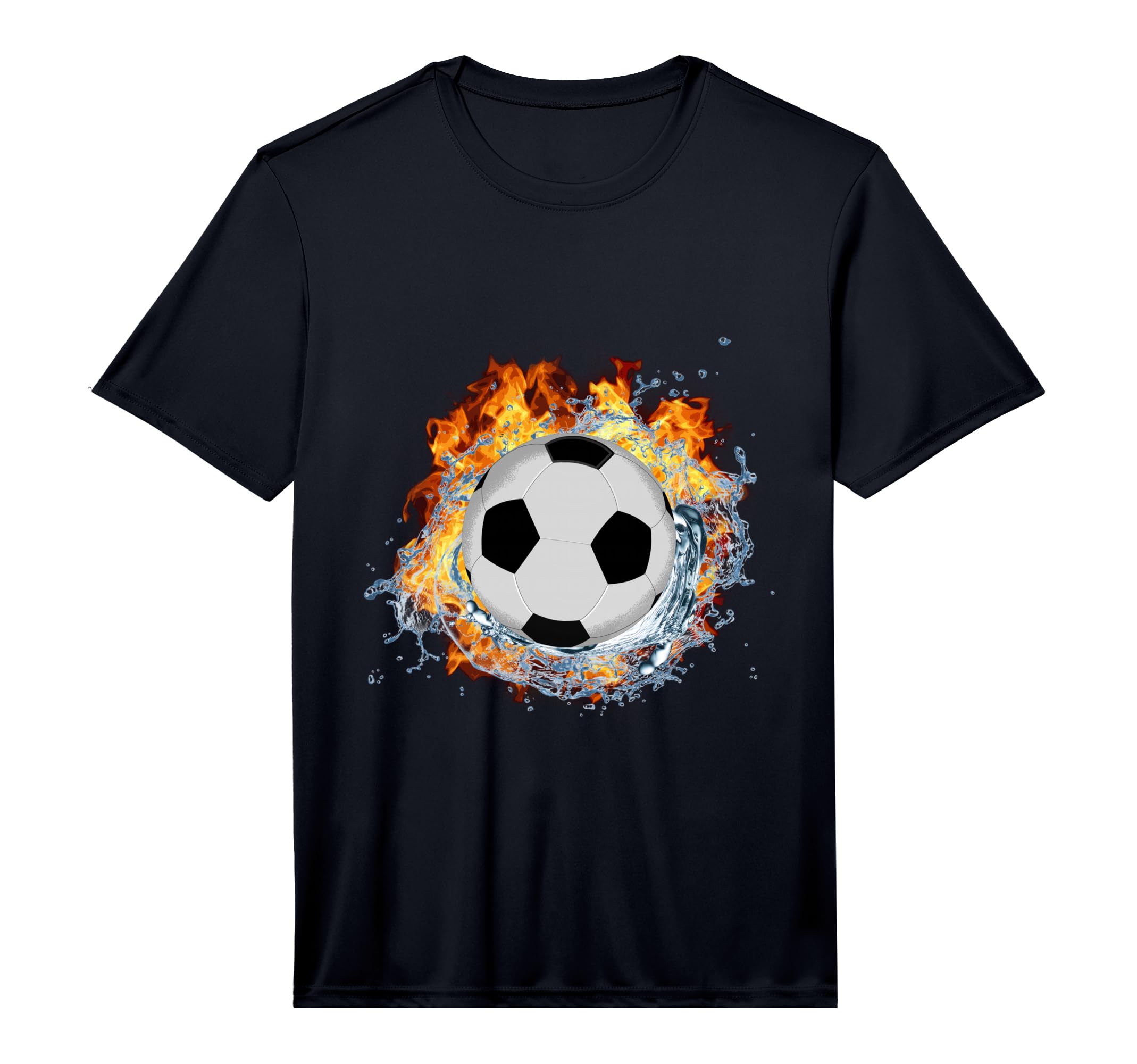 Soccer Ball Ice Splash Flame Fire T-Shirt - Fun Novelty Design for Adults - T-Shirt, Sweatshirt, Hoodie